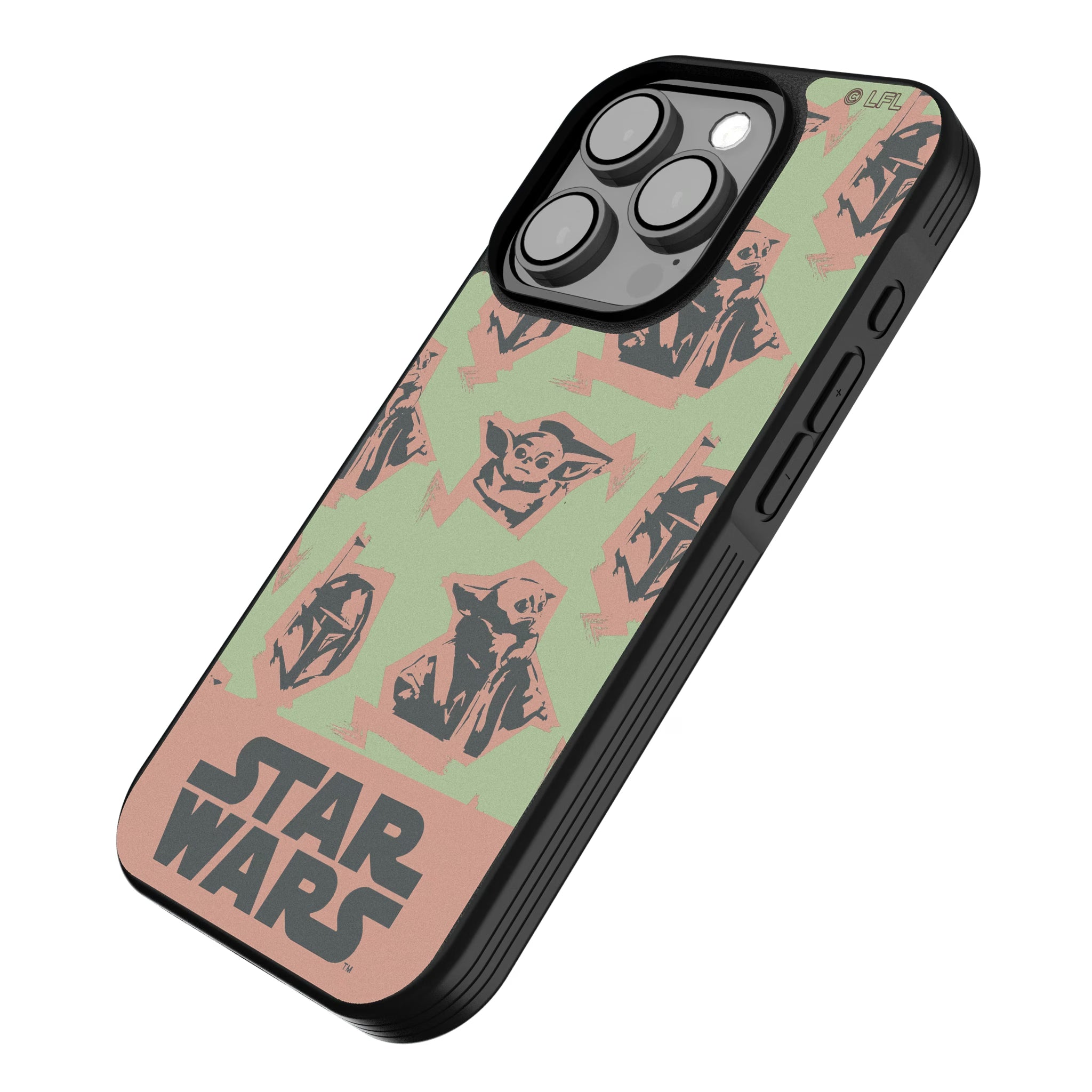Star Wars: The Mandalorian Grogu Pattern iPhone Bump Phone Case for Apple iPhone - Isometric View