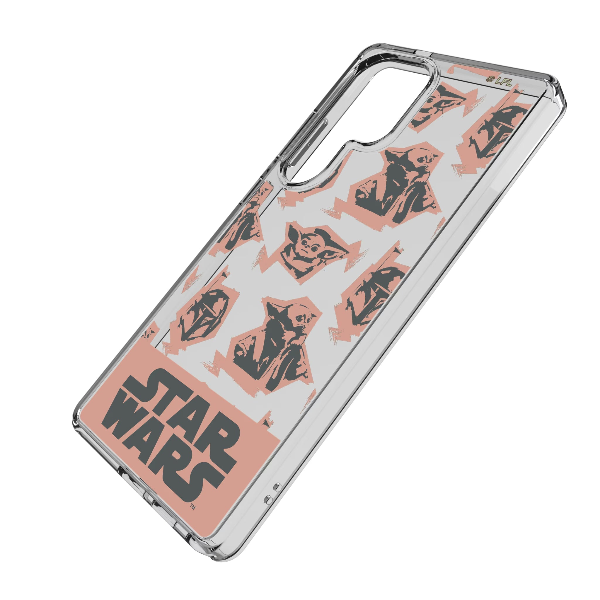 Star Wars: The Mandalorian Grogu Pattern Galaxy Clear Phone Case for Samsung Galaxy - Isometric View