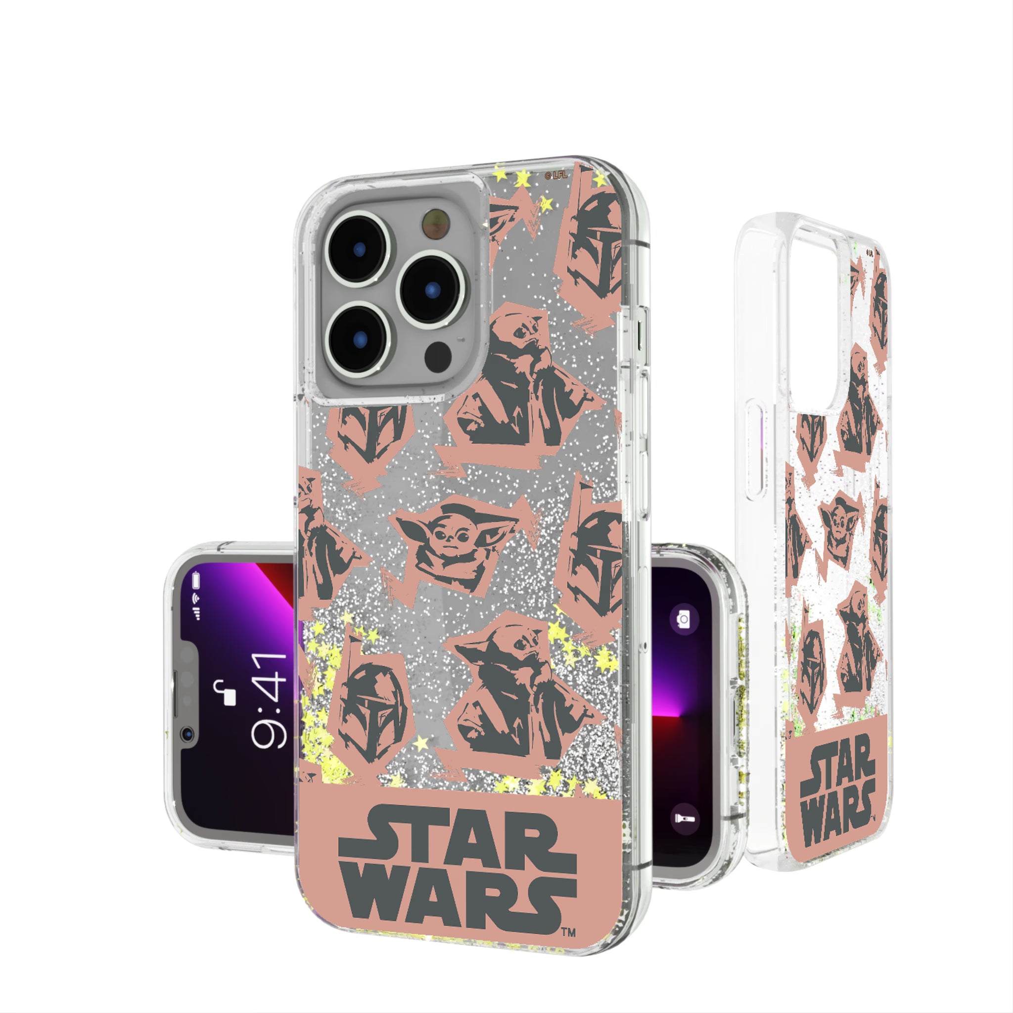 Star Wars: The Mandalorian Grogu Pattern iPhone Glitter Phone Case for Apple iPhone