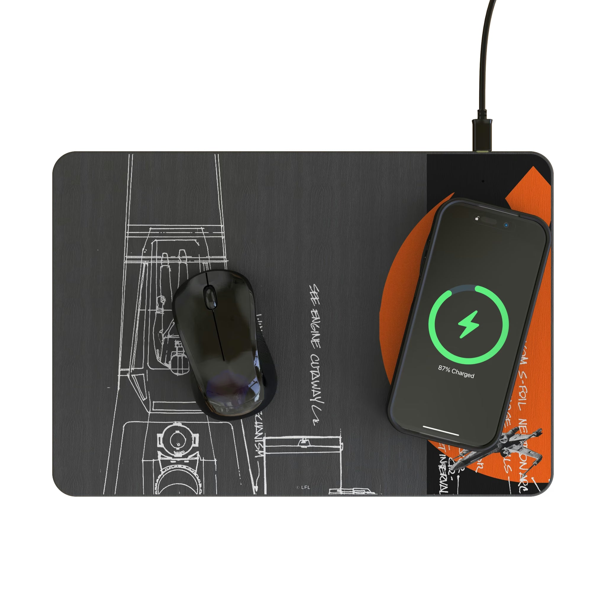Star Wars X-Wing FactionTech 15-Watt Wireless Charger and Mouse Pad - Lifestyle
