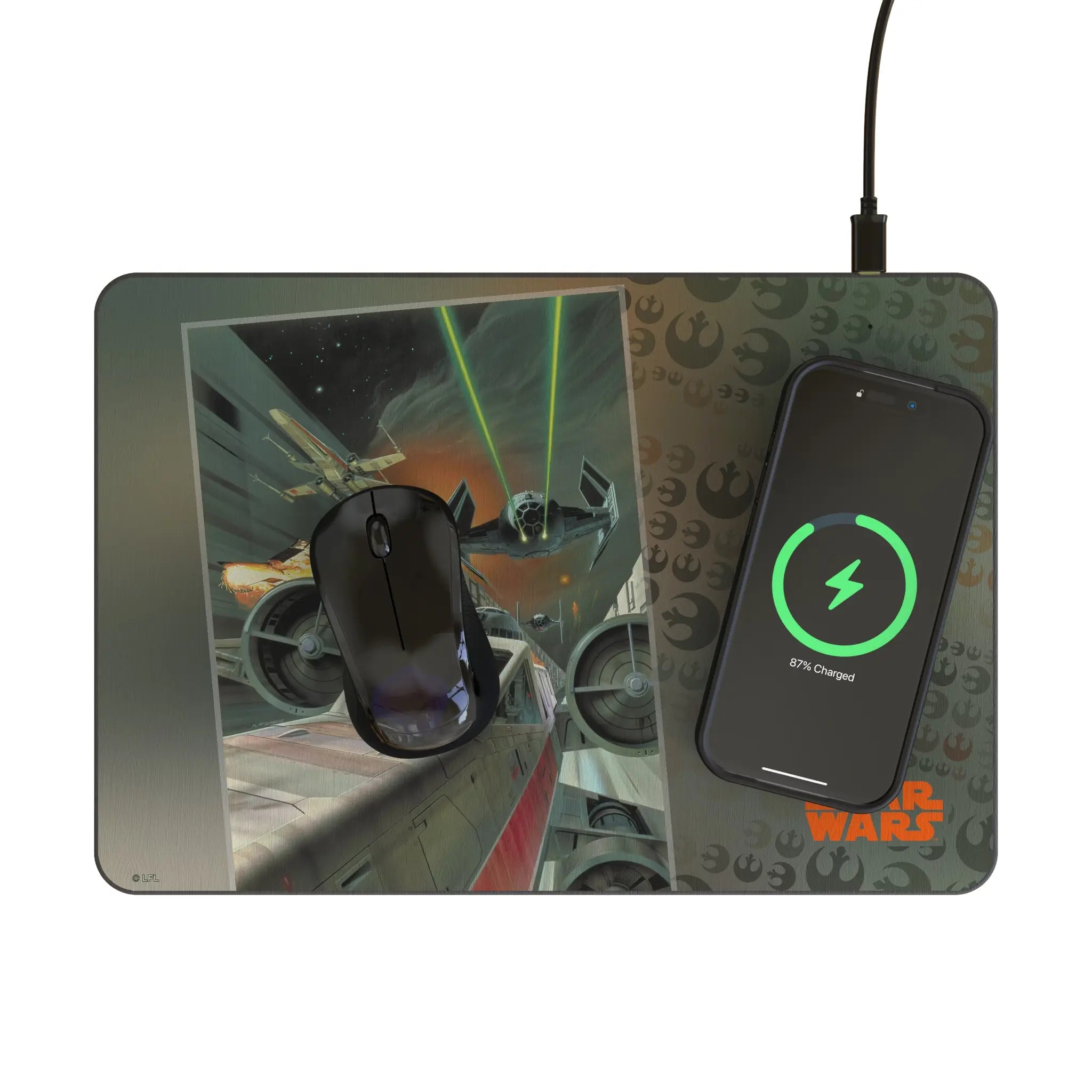 Star Wars X-Wing Portrait 15-Watt Wireless Charger and Mouse Pad - Lifestyle