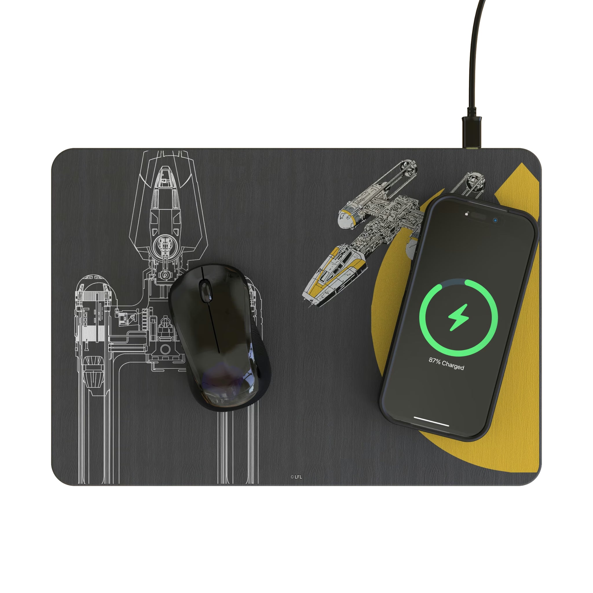 Star Wars Y-Wing FactionTech 15-Watt Wireless Charger and Mouse Pad - Lifestyle