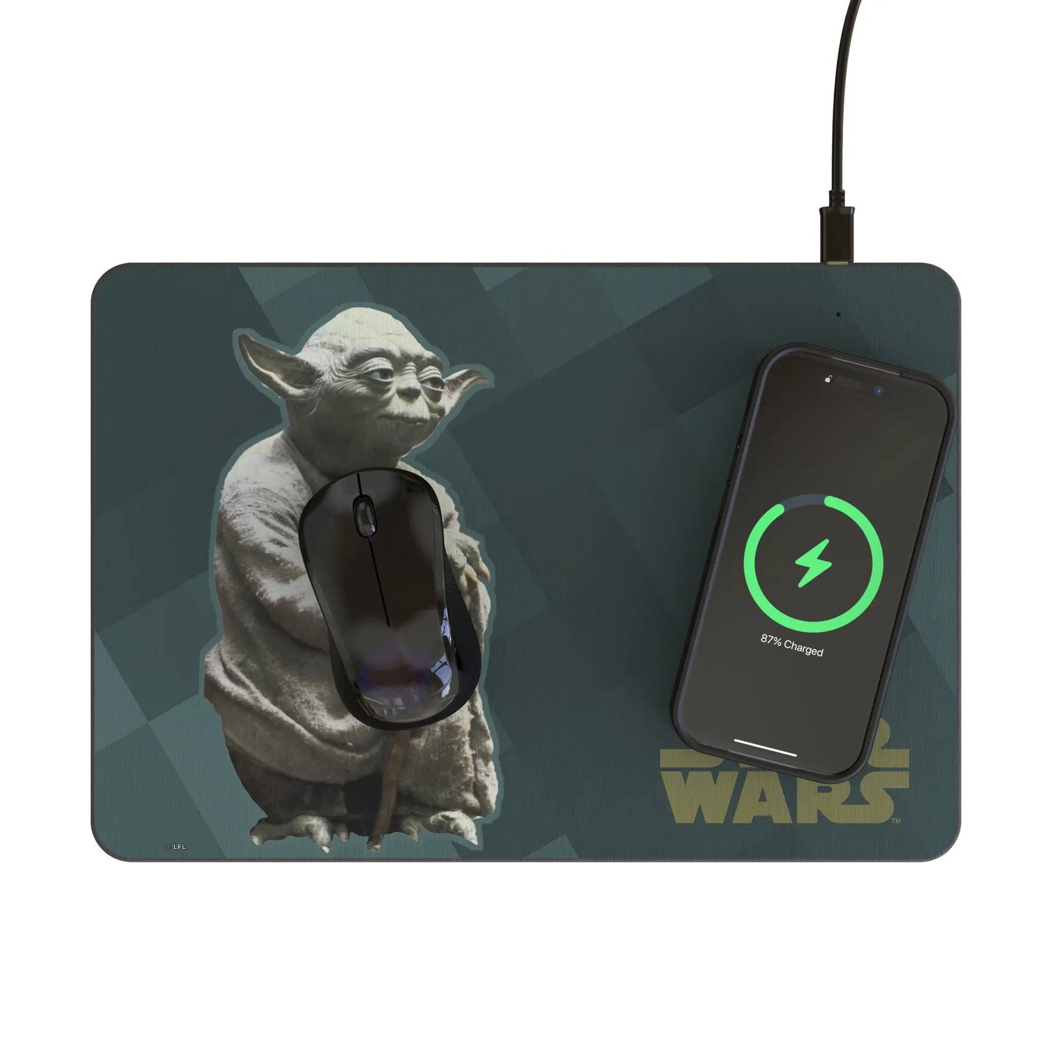 Star Wars Yoda Color Block 15-Watt Wireless Charger and Mouse Pad - Lifestyle