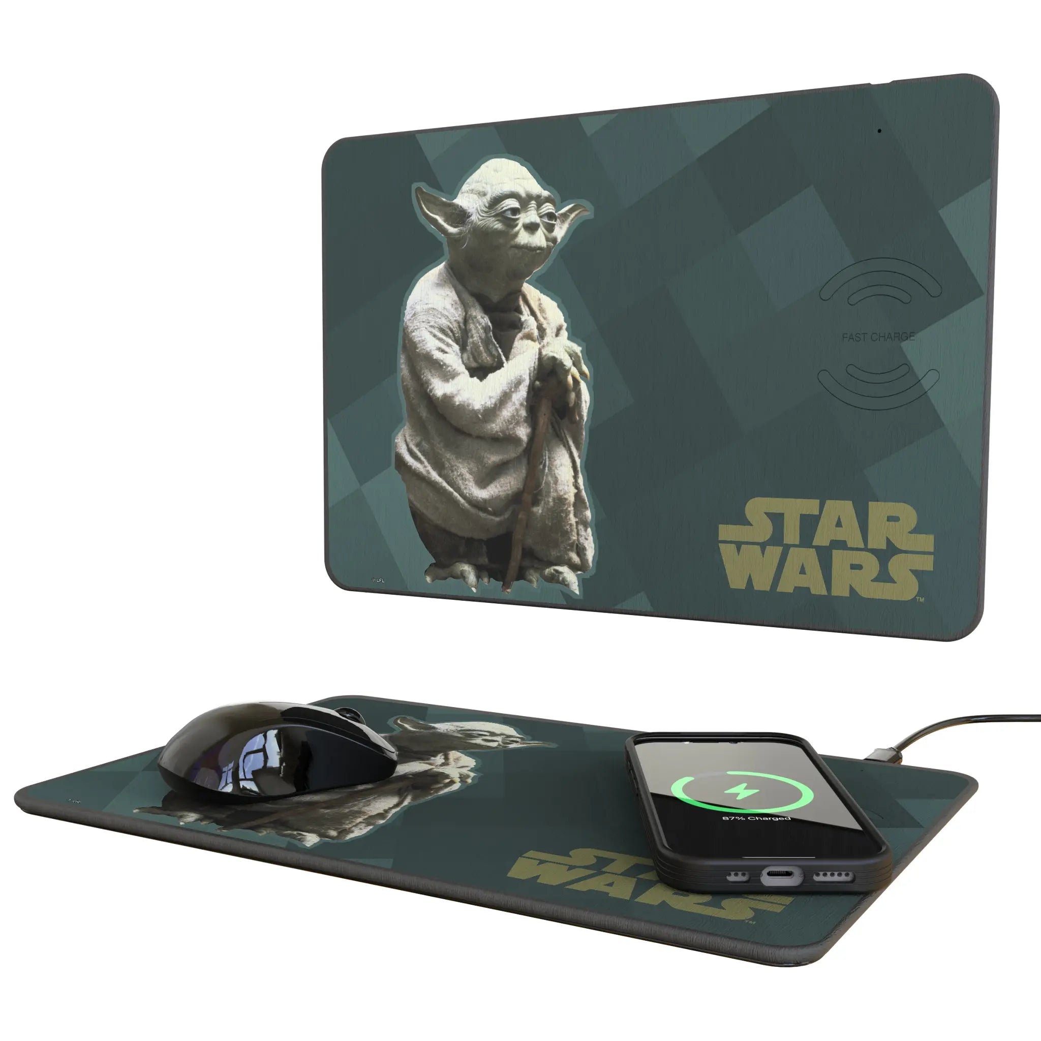 Star Wars Yoda Color Block 15-Watt Wireless Charger and Mouse Pad