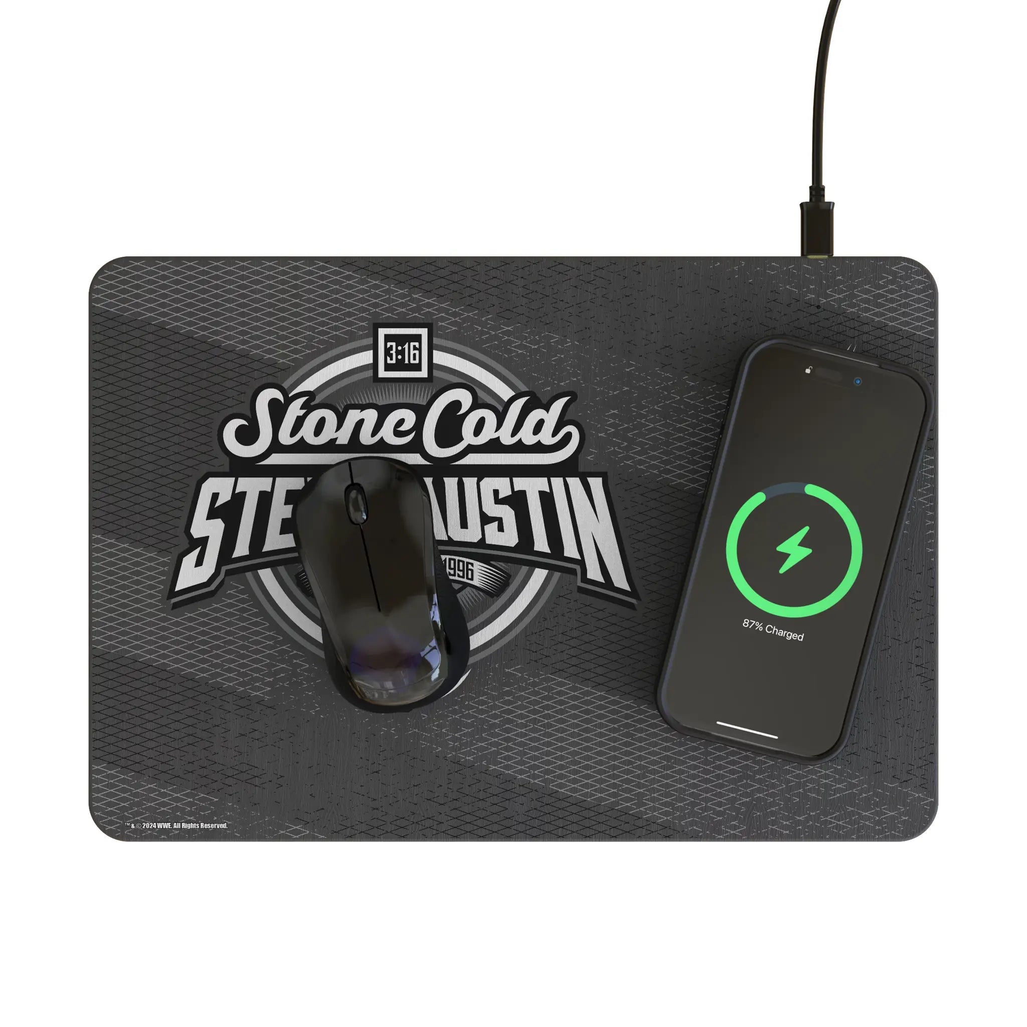 Stone Cold Steve Austin Steel 15-Watt Wireless Charger and Mouse Pad - Lifestyle