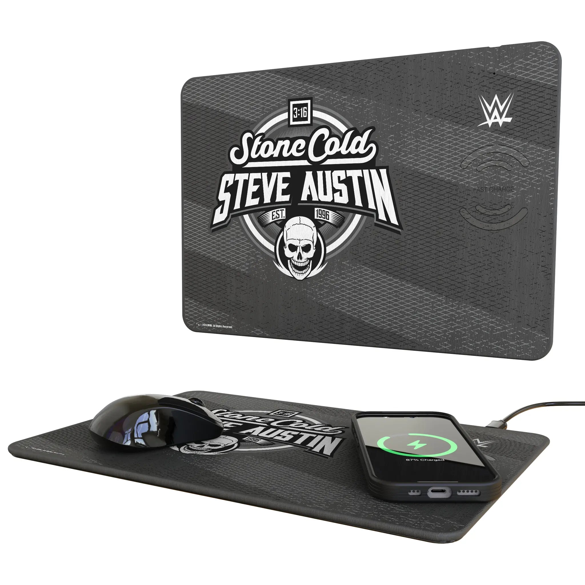 Stone Cold Steve Austin Steel 15-Watt Wireless Charger and Mouse Pad