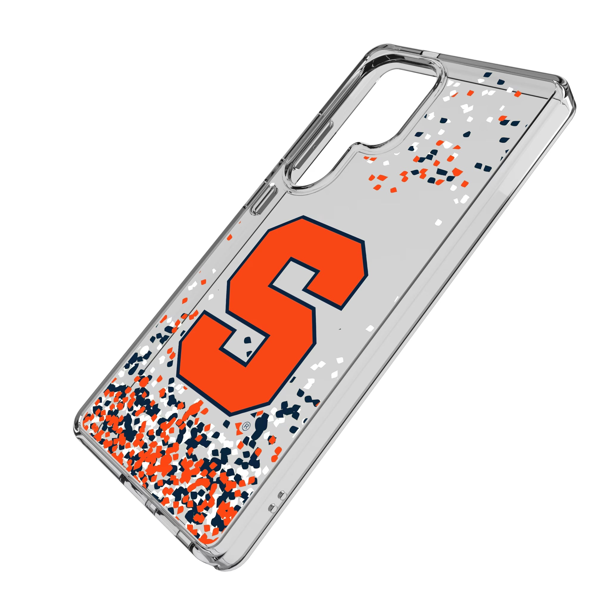 Syracuse University Orange Confetti Galaxy Clear Phone Case for Samsung Galaxy - Isometric View
