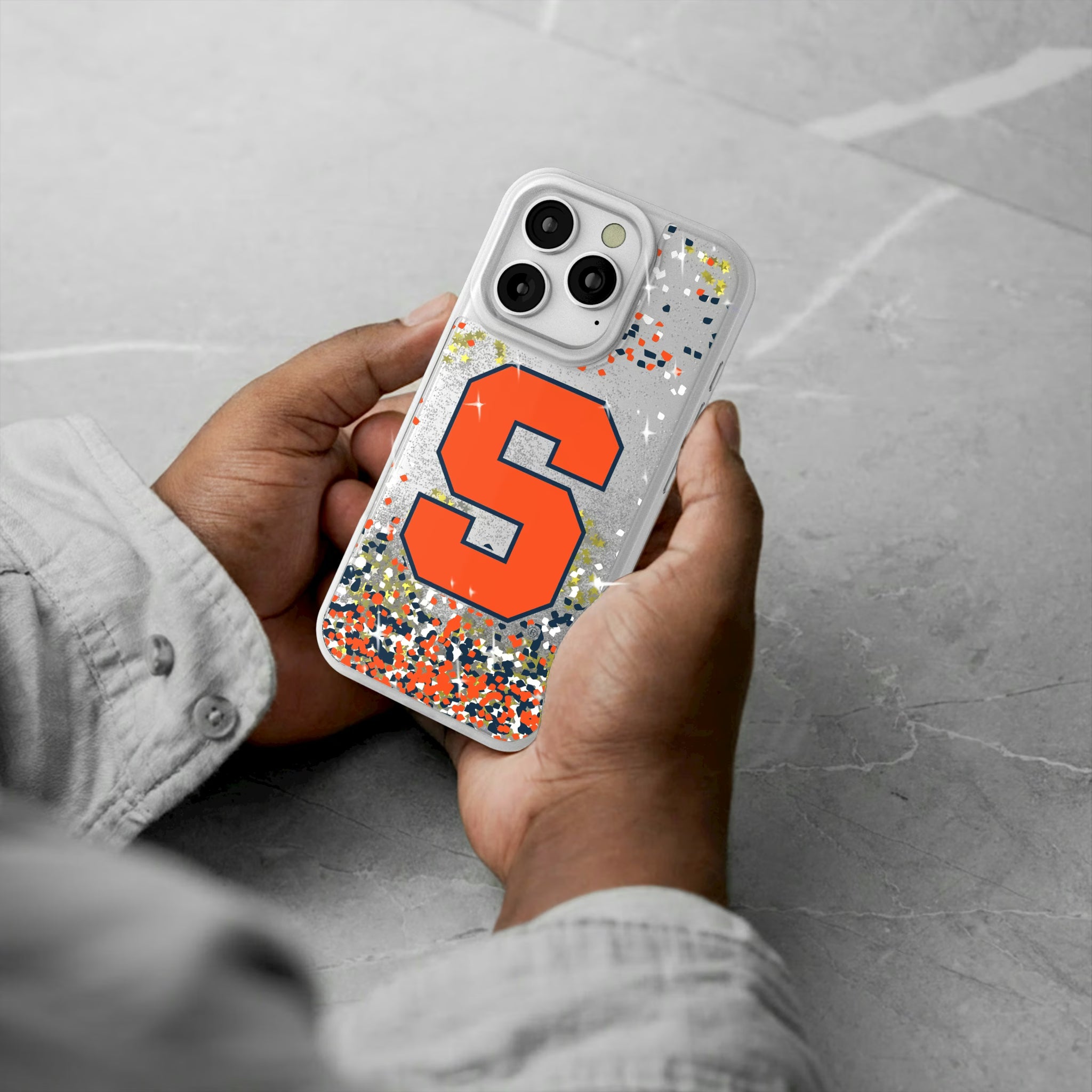 Syracuse University Orange Confetti iPhone Glitter Phone Case for Apple iPhone - Lifestyle#Device_iPhone 16 Pro