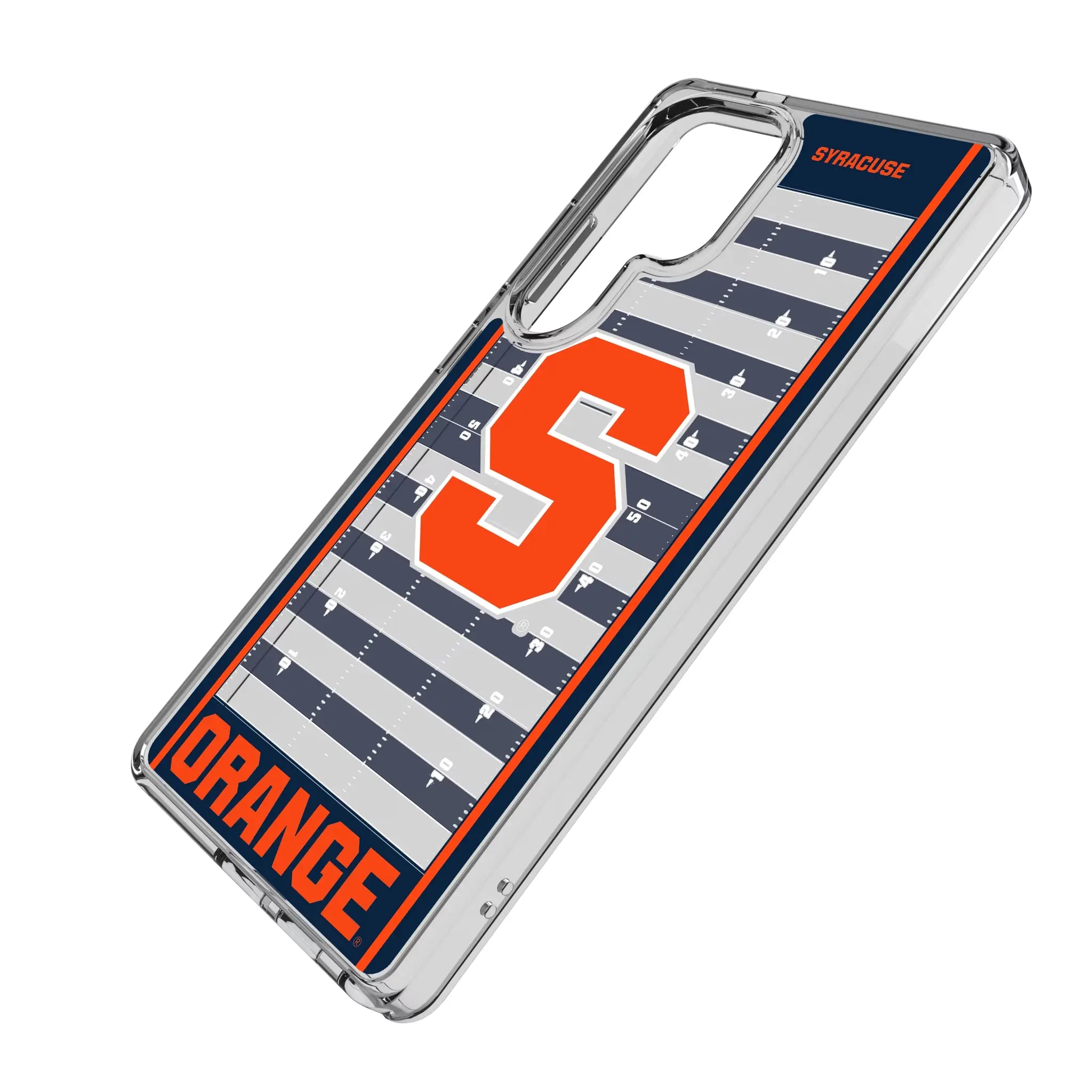 Syracuse University Orange Field Galaxy Clear Phone Case for Samsung Galaxy - Isometric View#Device_Galaxy S25 Ultra