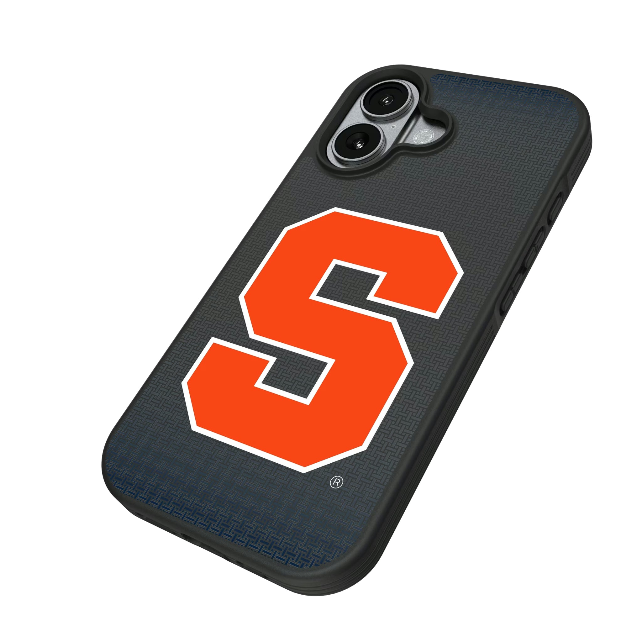 Syracuse University Orange Linen iPhone Bump Phone Case for Apple iPhone - Isometric View#Device_iPhone 17