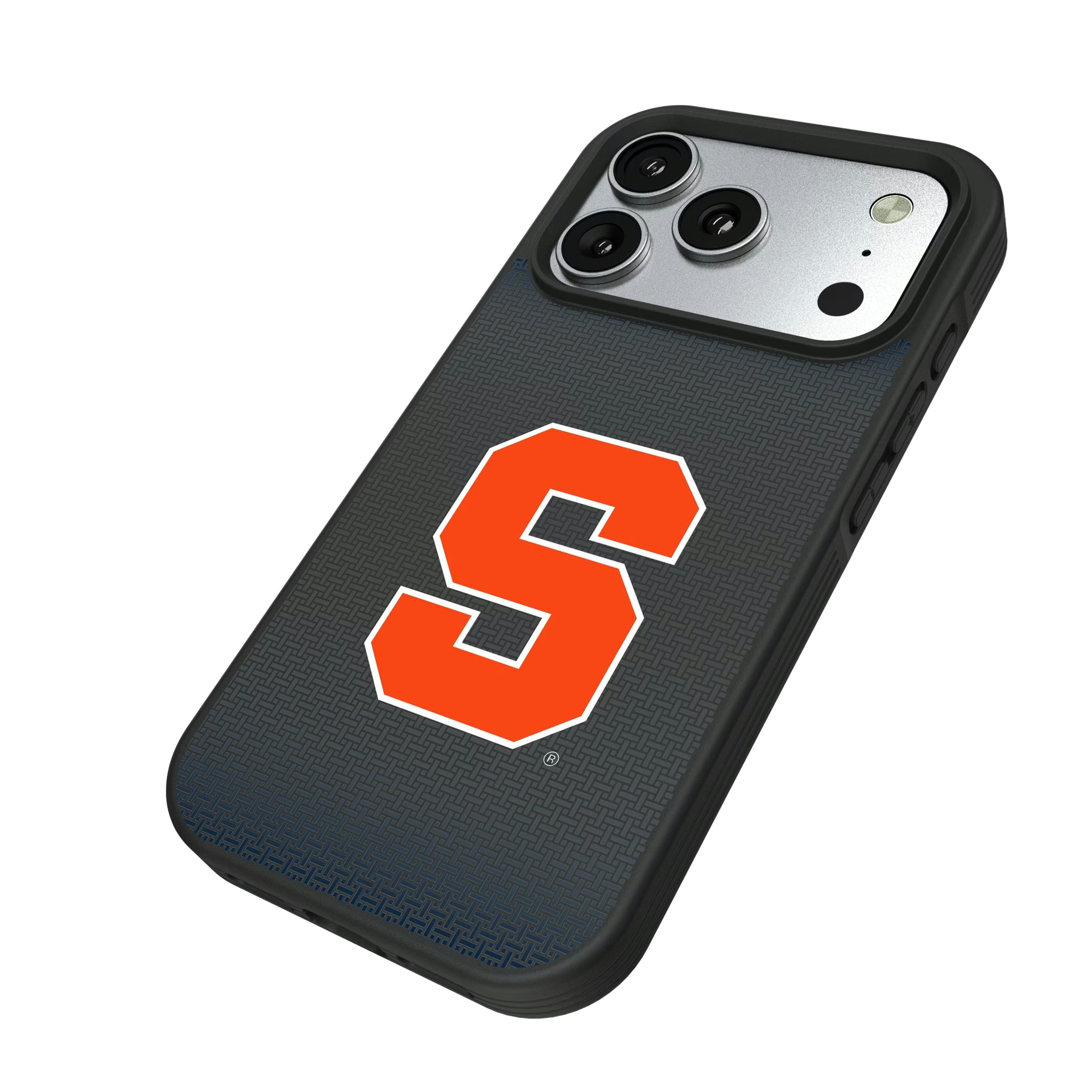 Syracuse University Orange Linen iPhone Bump Phone Case for Apple iPhone - Isometric View#Device_iPhone 17 Pro