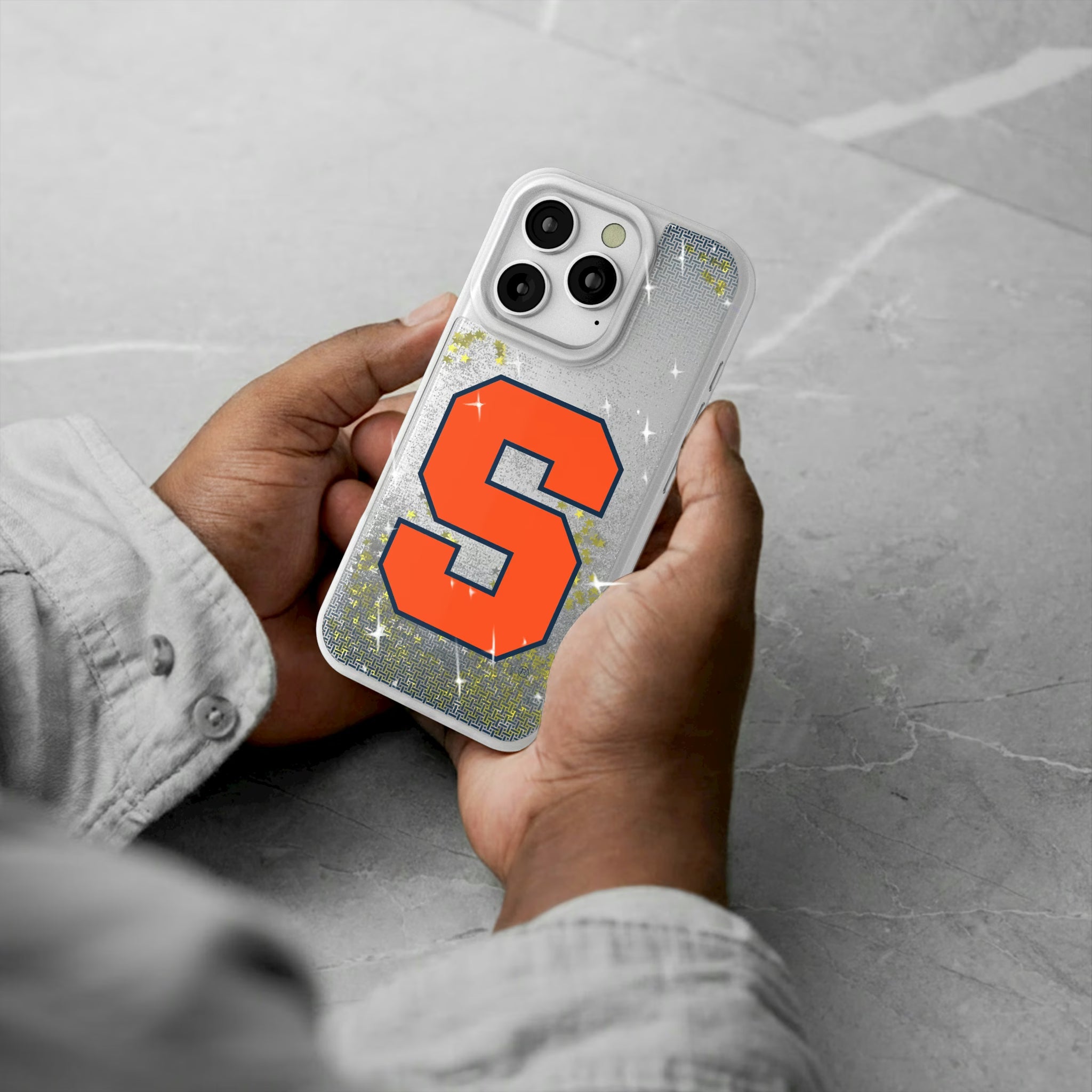 Syracuse University Orange Linen iPhone Glitter Phone Case for Apple iPhone - Lifestyle#Device_iPhone 16 Pro