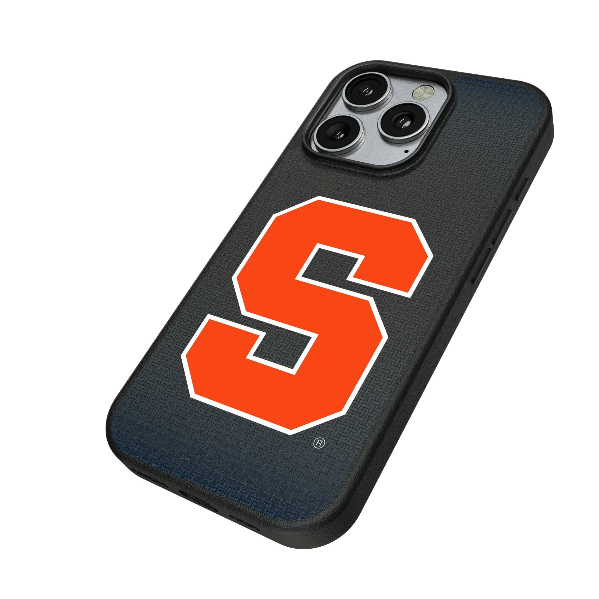 Syracuse University Orange Linen iPhone MagSafe Compatible Phone Case for Apple iPhone - Isometric View