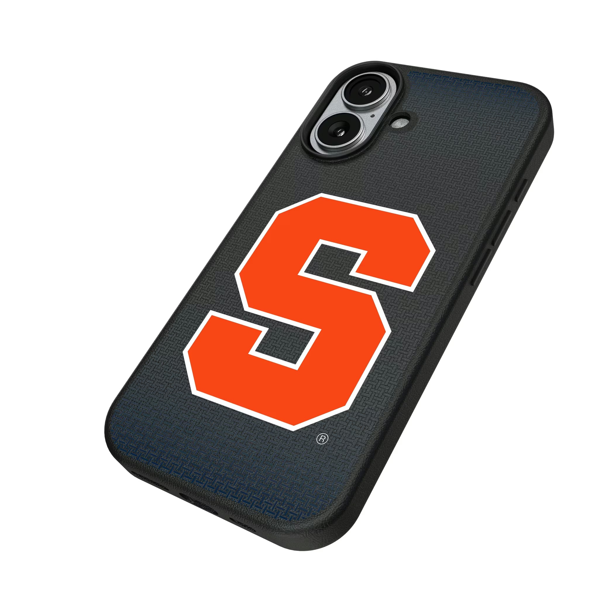 Syracuse University Orange Linen iPhone MagSafe Compatible Phone Case for Apple iPhone - Isometric View#Device_iPhone 17