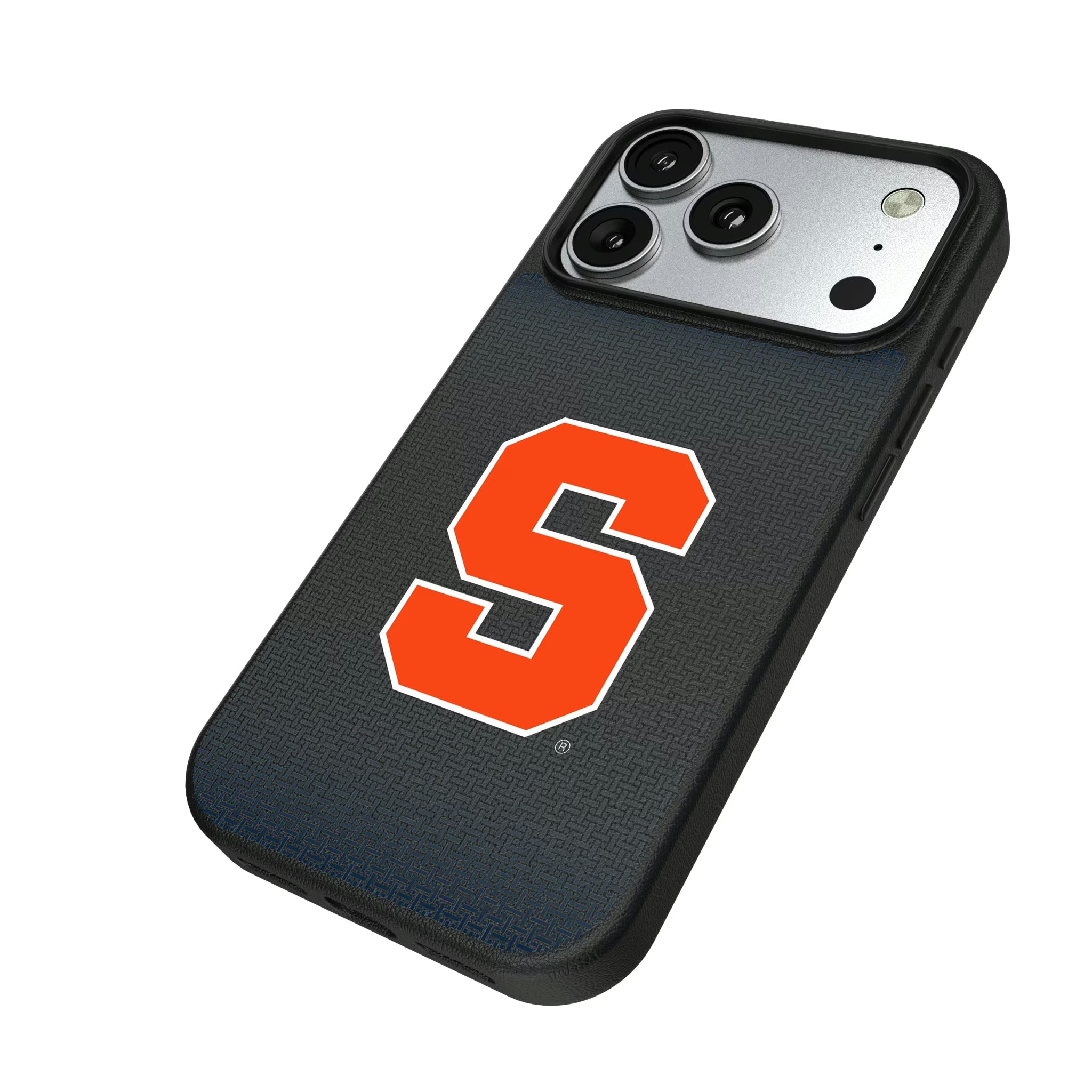 Syracuse University Orange Linen iPhone MagSafe Compatible Phone Case for Apple iPhone - Isometric View#Device_iPhone 17 Pro