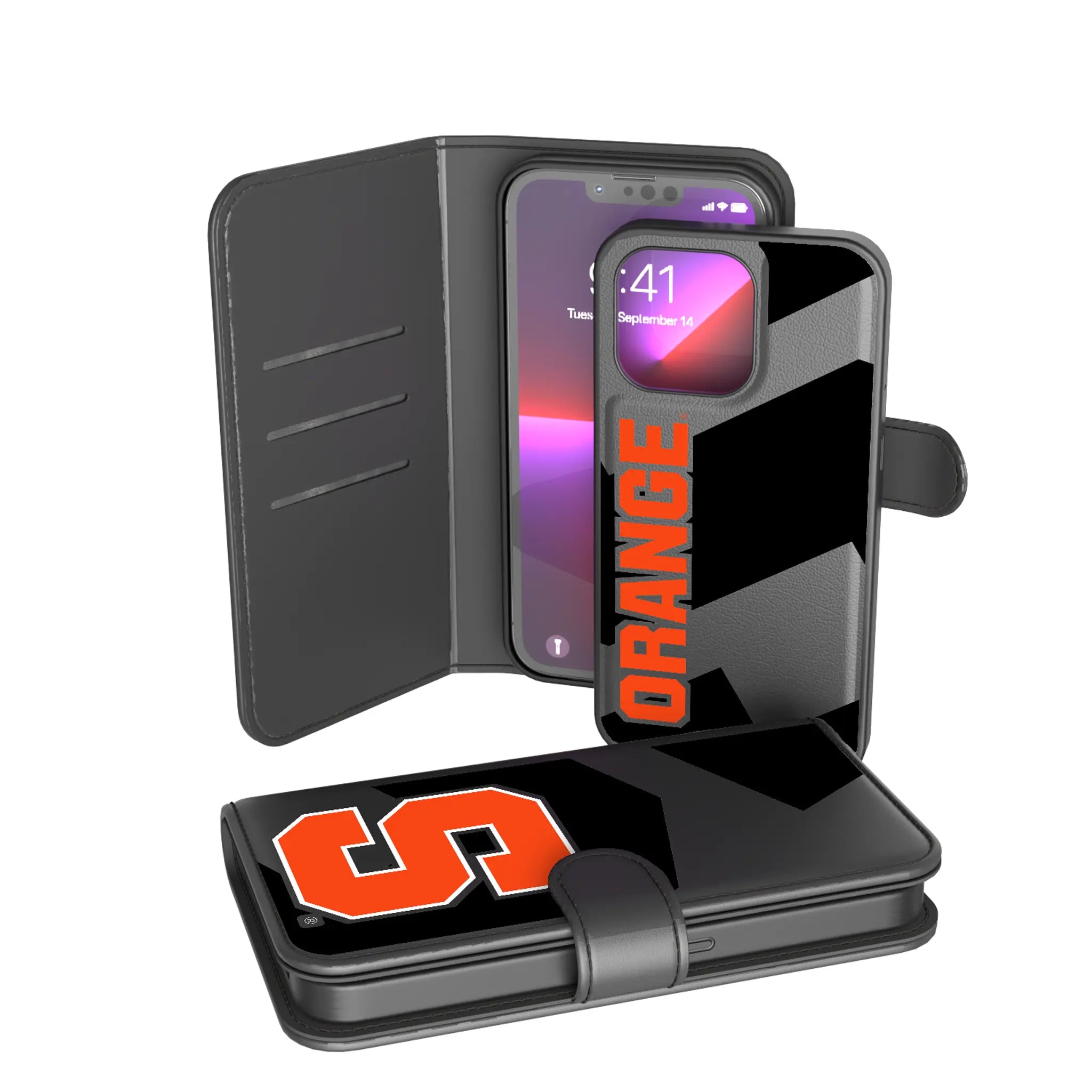 Syracuse University Orange Monocolor Tilt iPhone Wallet Phone Case for Apple iPhone