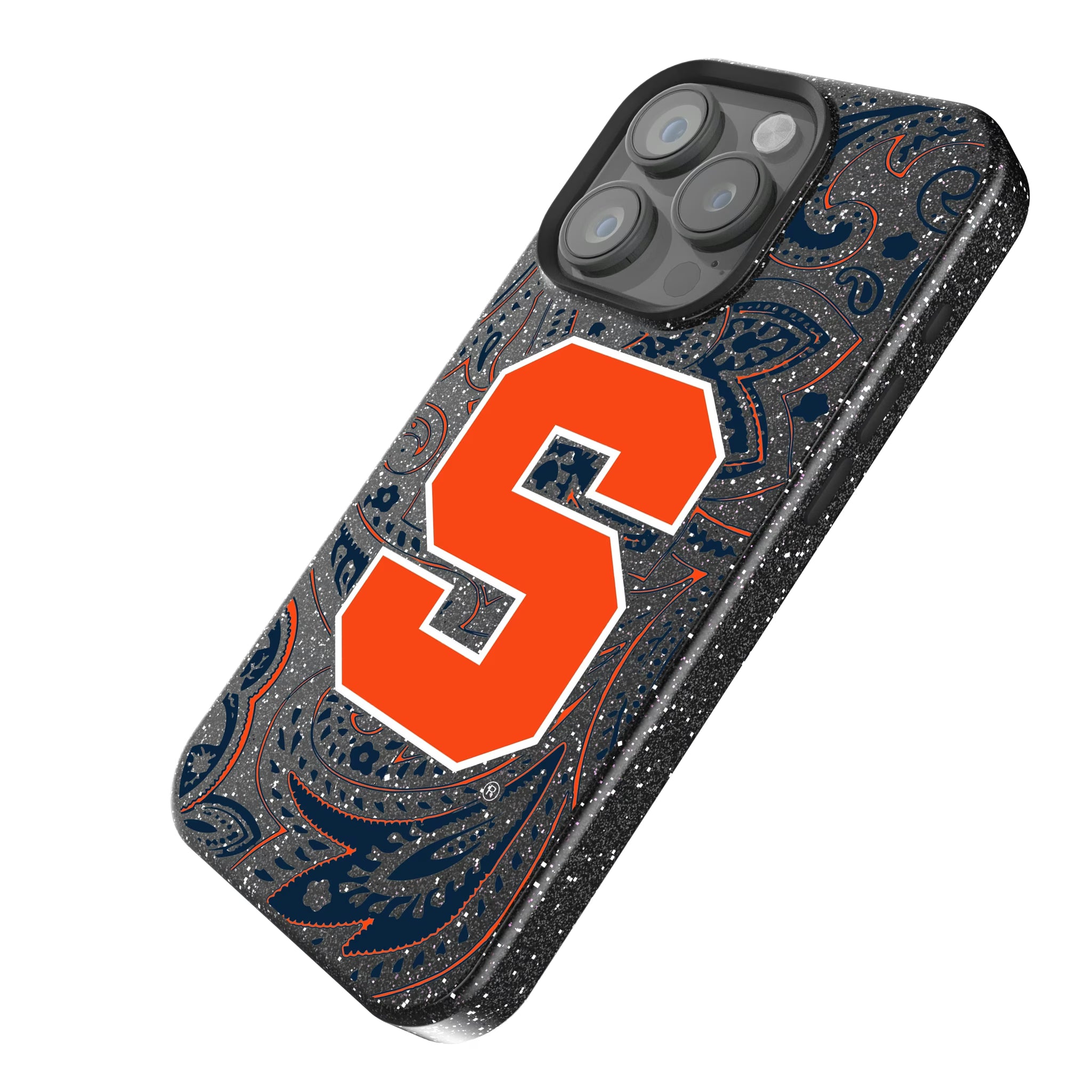 Syracuse University Orange Paisley iPhone Bling Phone Case for Apple iPhone - Isometric View