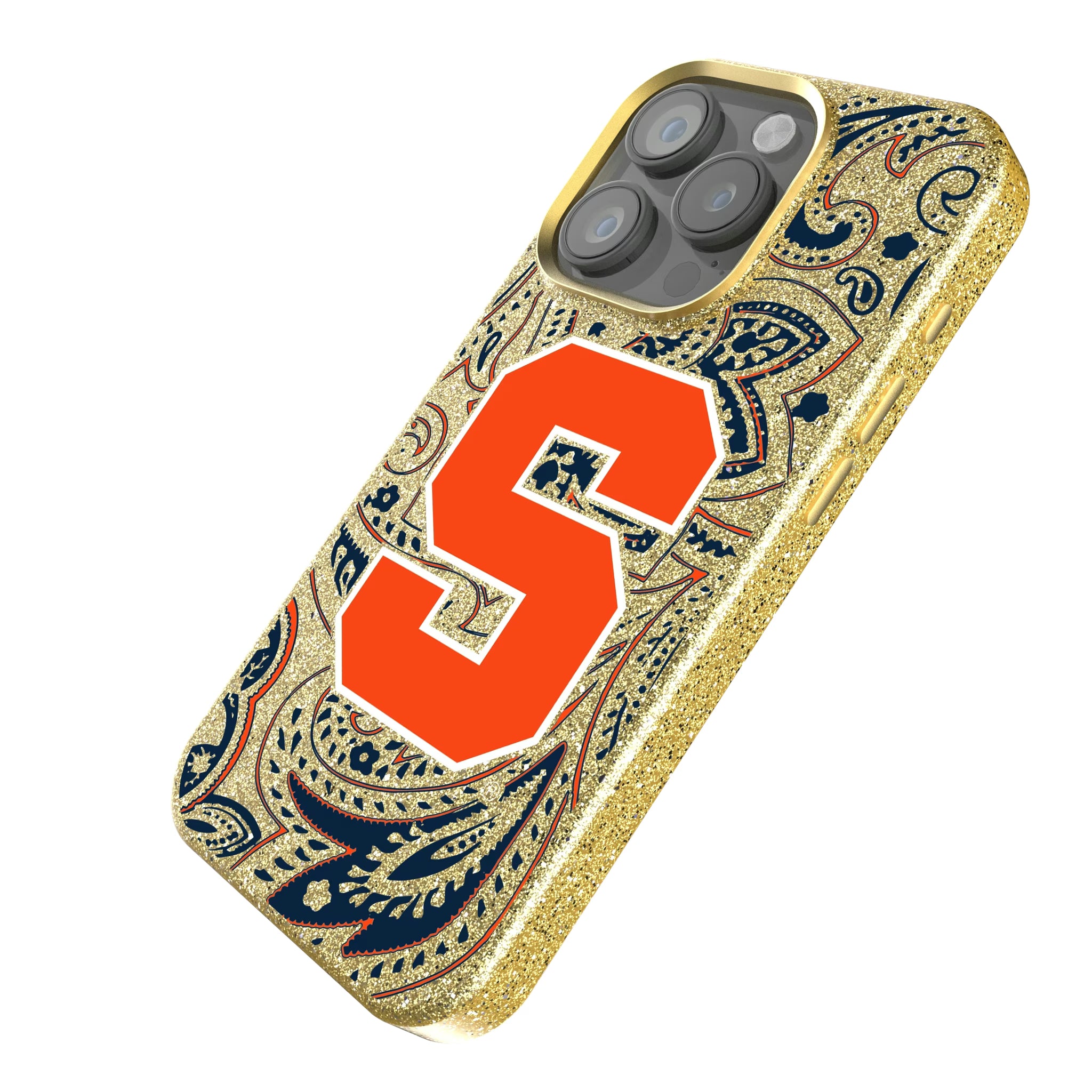Syracuse University Orange Paisley iPhone Bling Phone Case for Apple iPhone - Isometric View