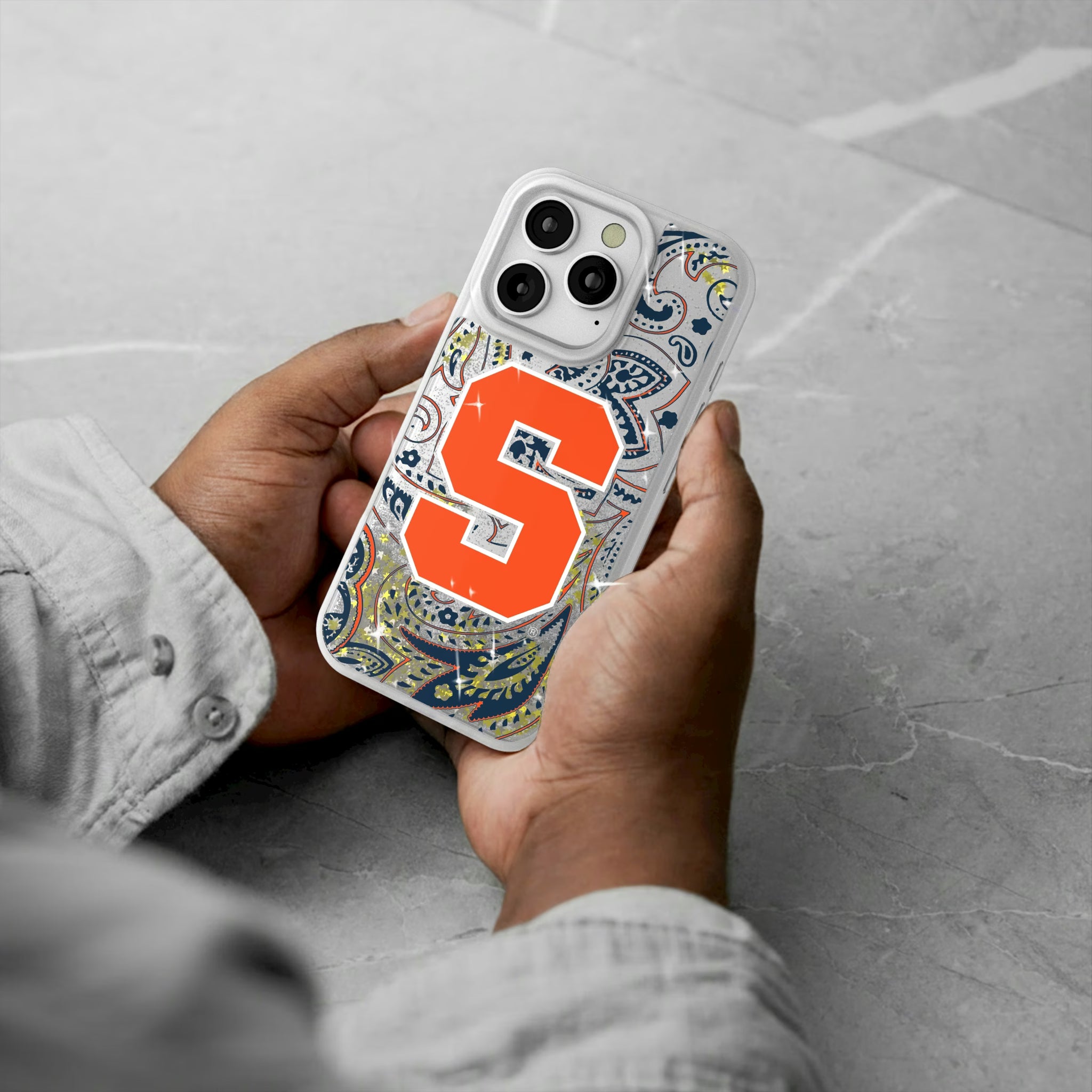 Syracuse University Orange Paisley iPhone Glitter Phone Case for Apple iPhone - Lifestyle#Device_iPhone 16 Pro