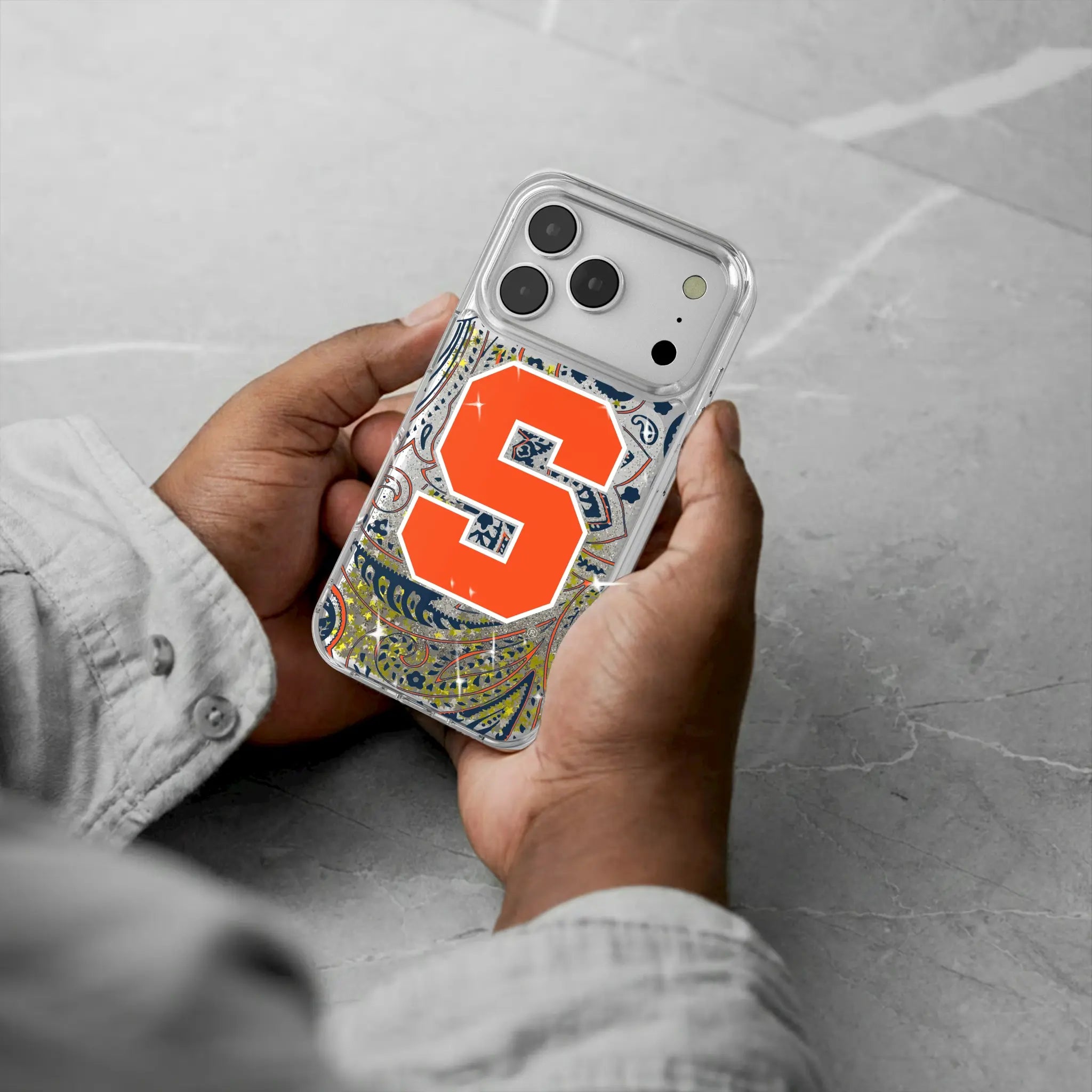 Syracuse University Orange Paisley iPhone Glitter Phone Case for Apple iPhone - Lifestyle