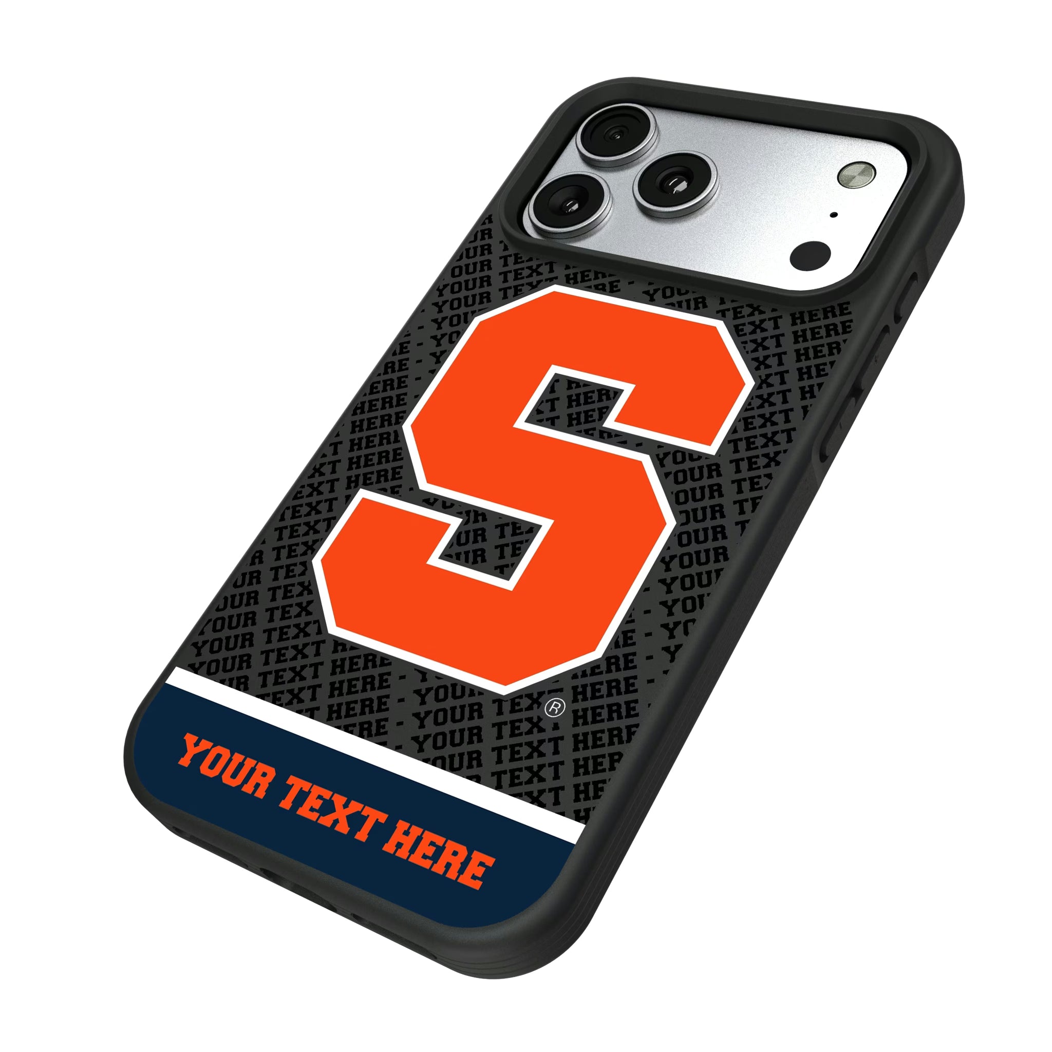 Syracuse University Orange Personalized EndZone Plus iPhone Bump Phone Case for Apple iPhone - Isometric View#Device_iPhone 17 Pro Max