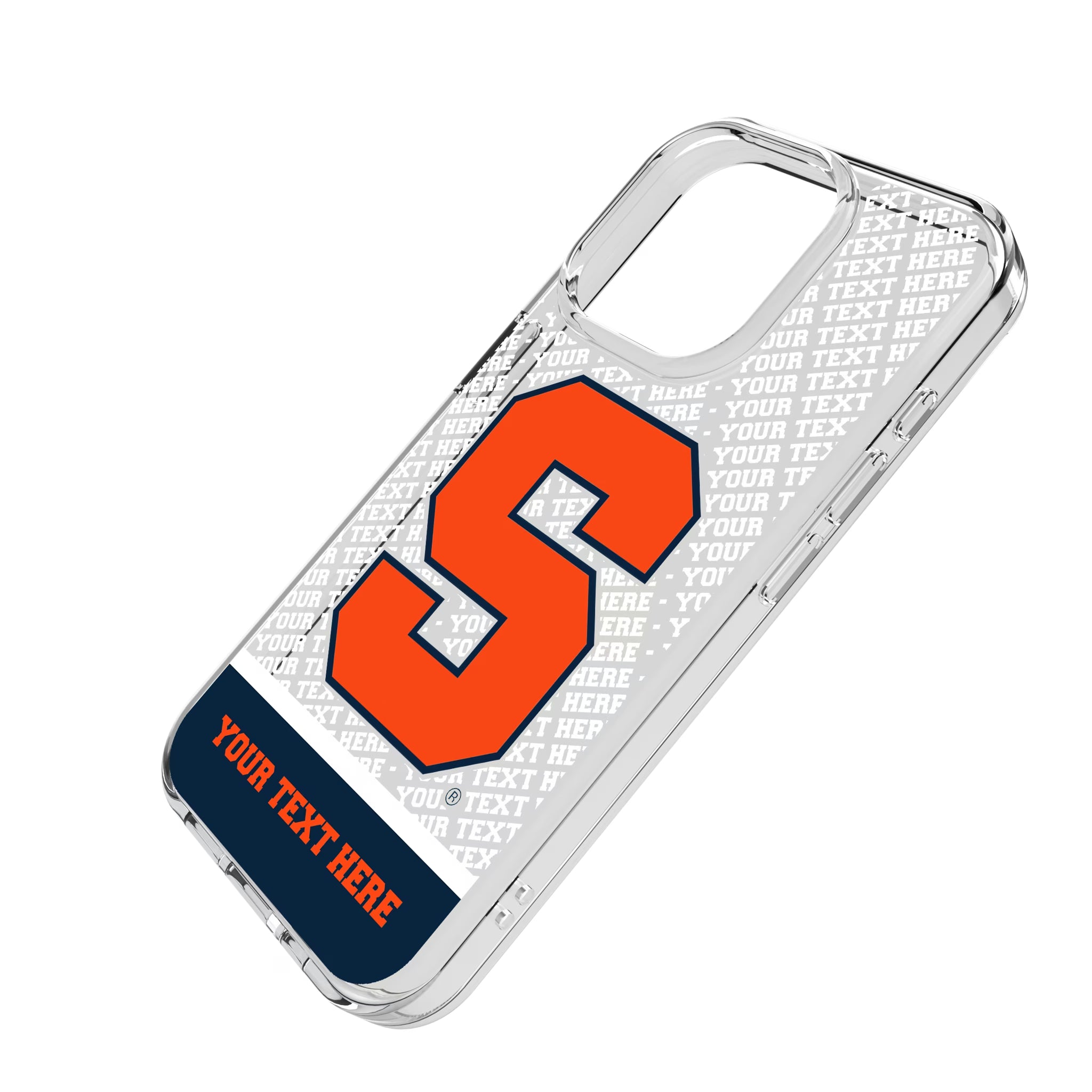 Syracuse University Orange Personalized EndZone Plus iPhone Clear Phone Case for Apple iPhone - Isometric View
