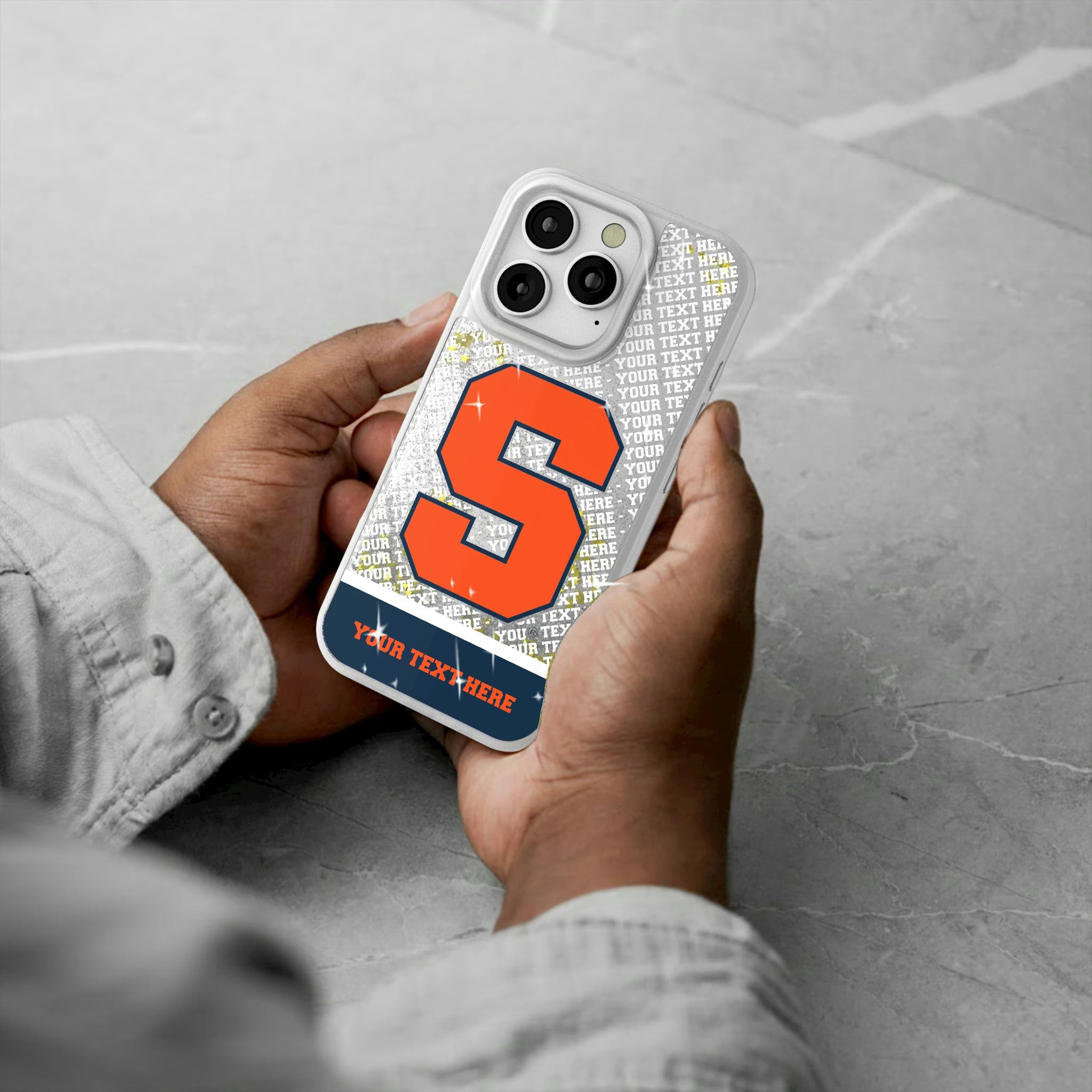 Syracuse University Orange Personalized EndZone Plus iPhone Glitter Phone Case for Apple iPhone - Lifestyle#Device_iPhone 16 Pro