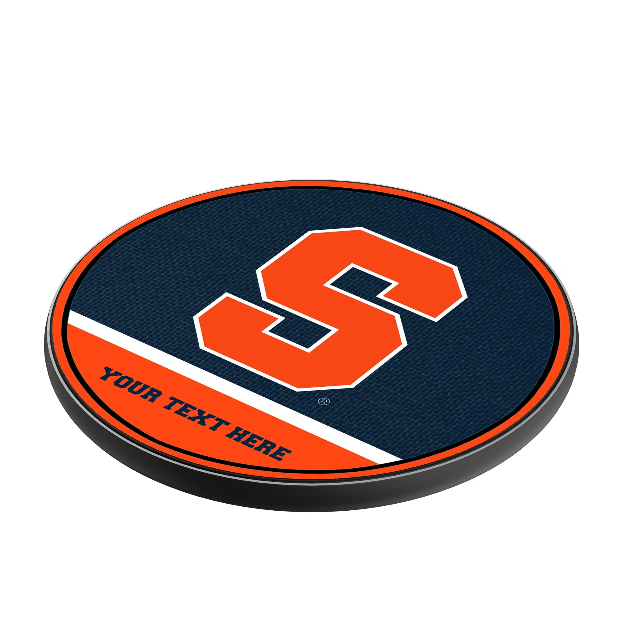 Syracuse University Orange Personalized Endzone Solid 15-Watt Wireless Charger - Isometric View