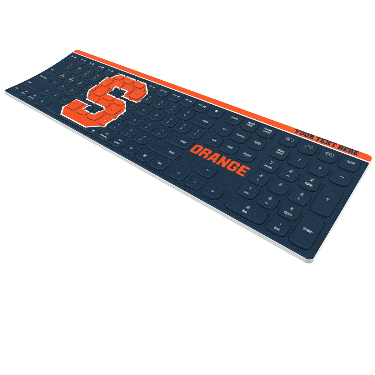 Syracuse University Orange Personalized Endzone Solid KKB605 Curved Wireless Keyboard - Isometric View