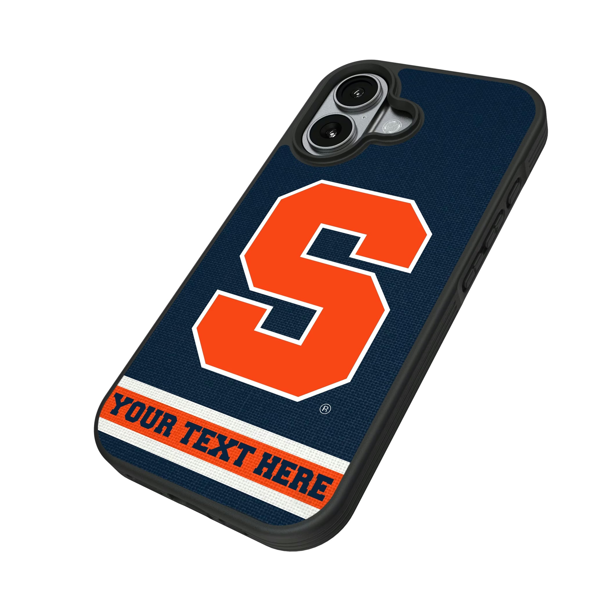 Syracuse University Orange Personalized Stripe iPhone Bump Phone Case for Apple iPhone - Isometric View#Device_iPhone 17