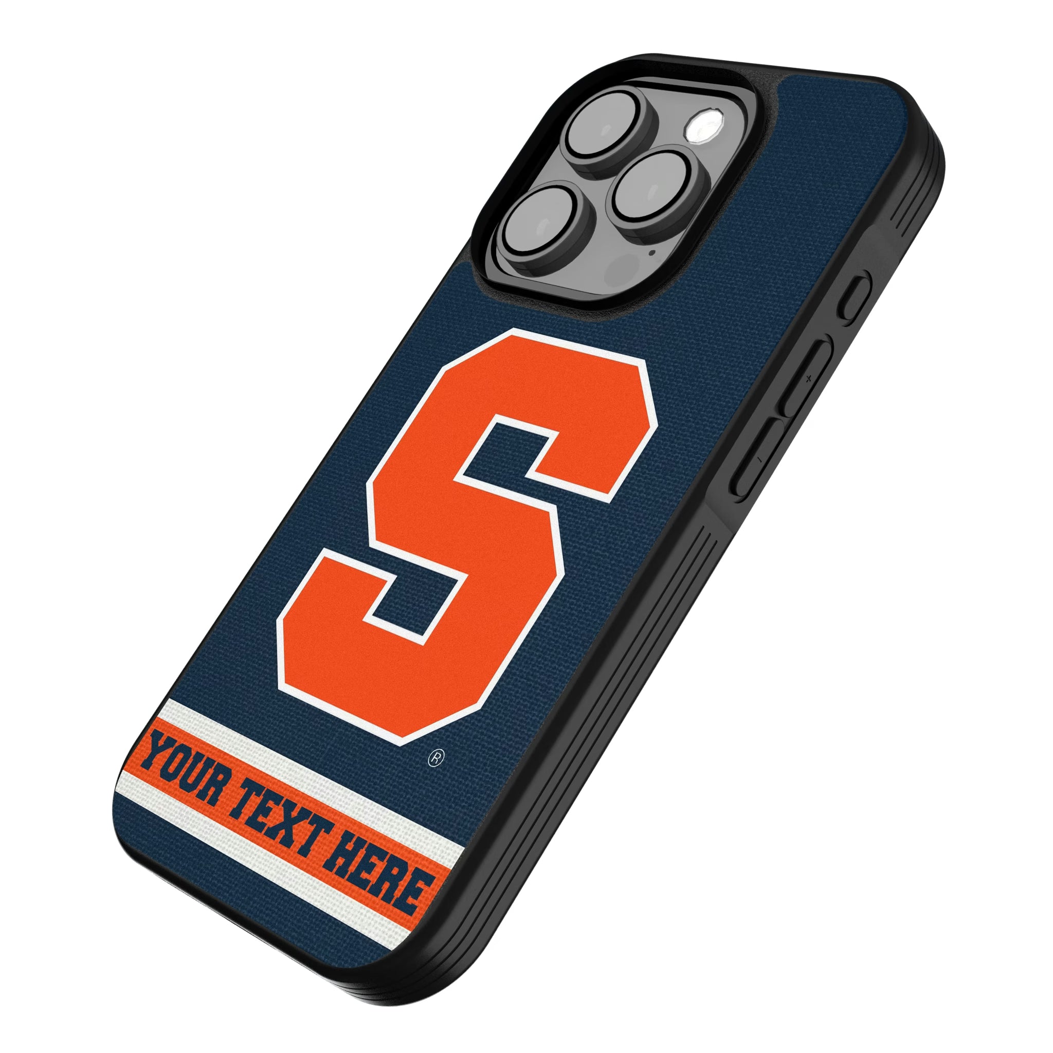 Syracuse University Orange Personalized Stripe iPhone Bump Phone Case for Apple iPhone - Isometric View