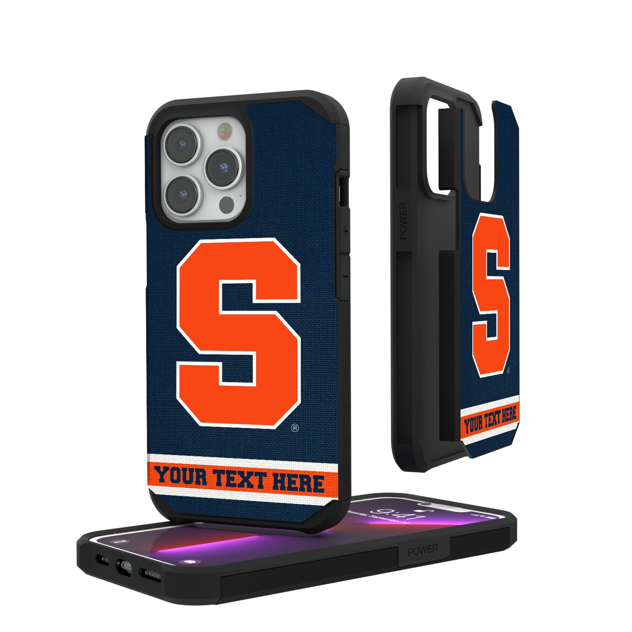 Syracuse University Orange Personalized Stripe iPhone Rugged Phone Case for Apple iPhone