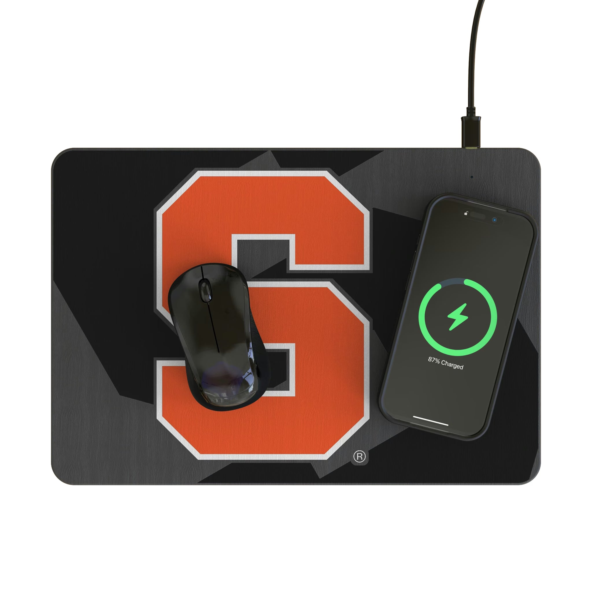 Syracuse University Orange Personalized Tilt 15-Watt Wireless Charger and Mouse Pad - Lifestyle