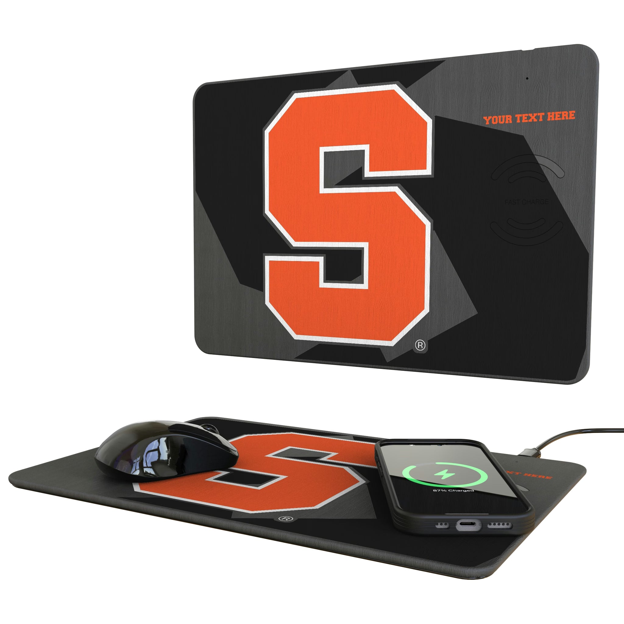 Syracuse University Orange Personalized Tilt 15-Watt Wireless Charger and Mouse Pad