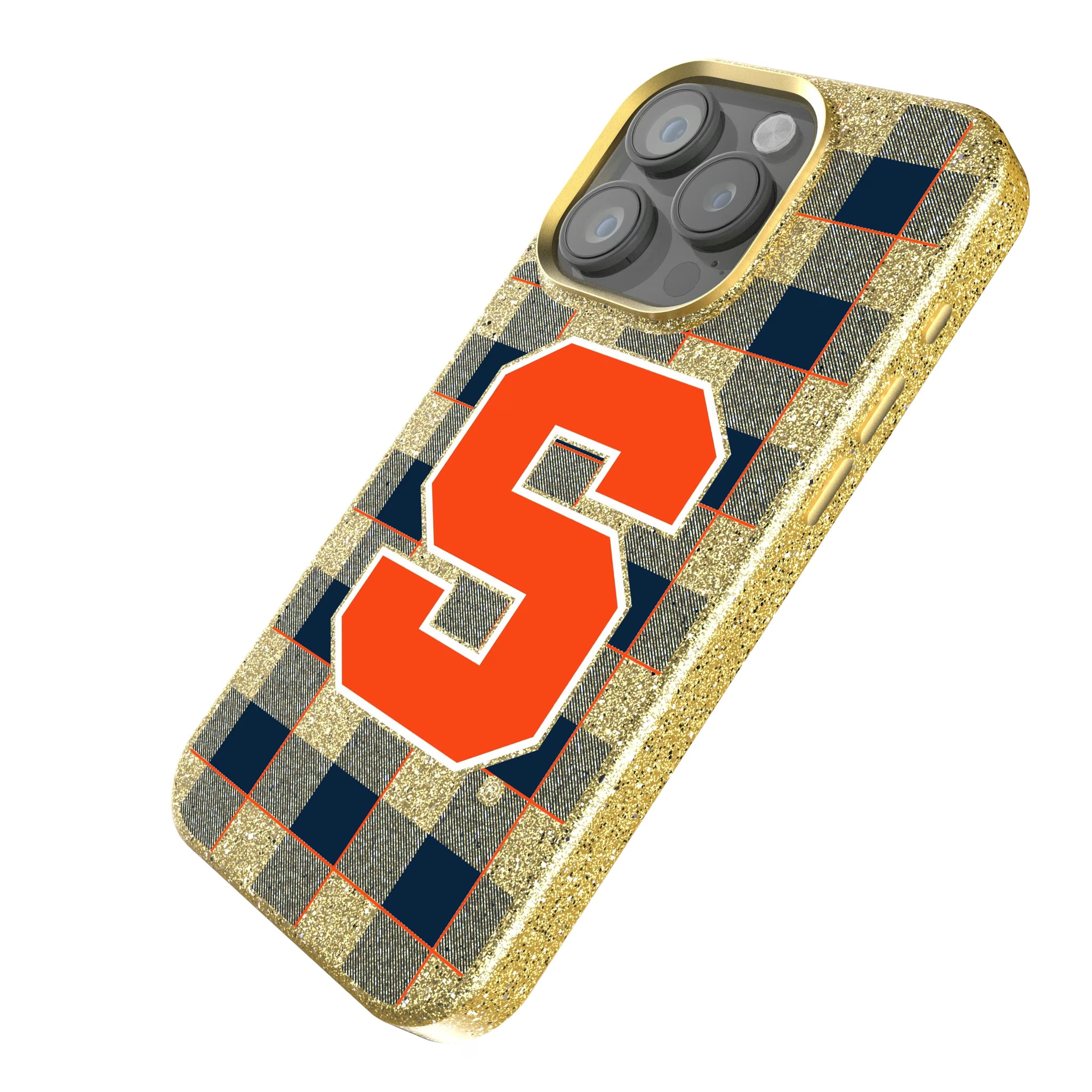 Syracuse University Orange Plaid iPhone Bling Phone Case for Apple iPhone - Isometric View