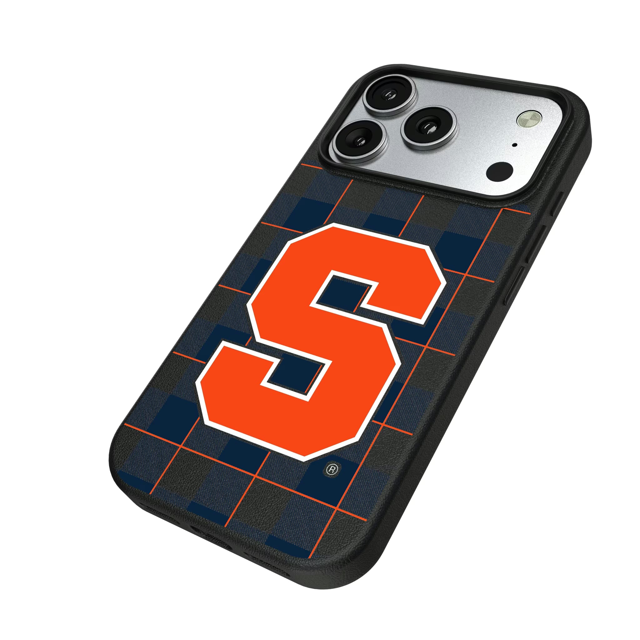 Syracuse University Orange Plaid iPhone MagSafe Compatible Phone Case for Apple iPhone - Isometric View#Device_iPhone 17 Pro