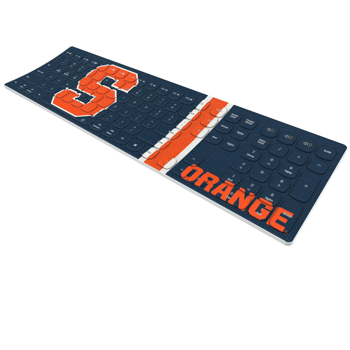 Syracuse University Orange Stripe KKB605 Curved Wireless Keyboard - Isometric View