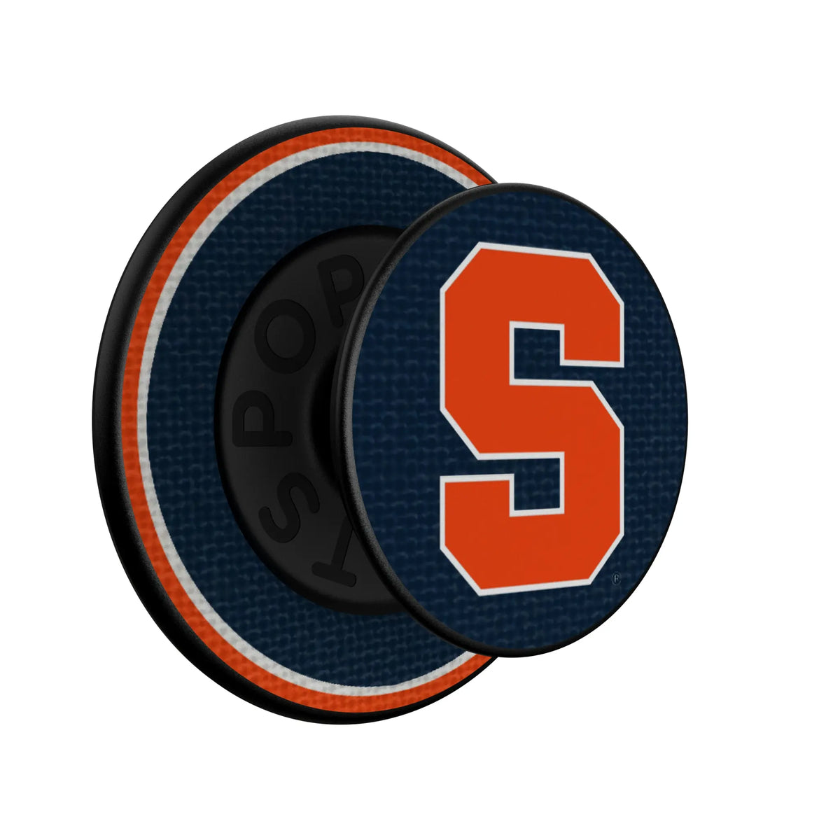 Syracuse University Orange Stripe Popsockets Round Magnetic - Isometric View