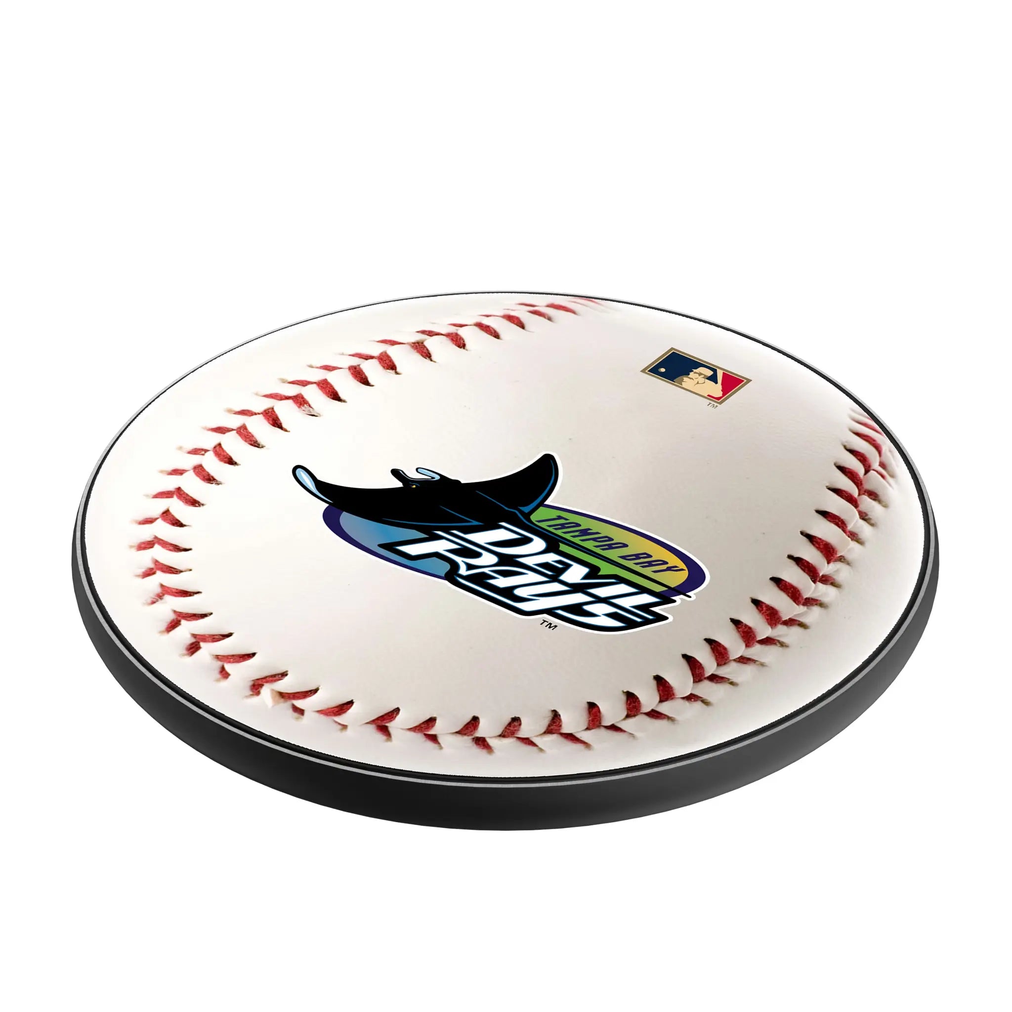 Tampa Bay 1998-2000 - Cooperstown Collection Baseball 15-Watt Wireless Charger - Isometric View