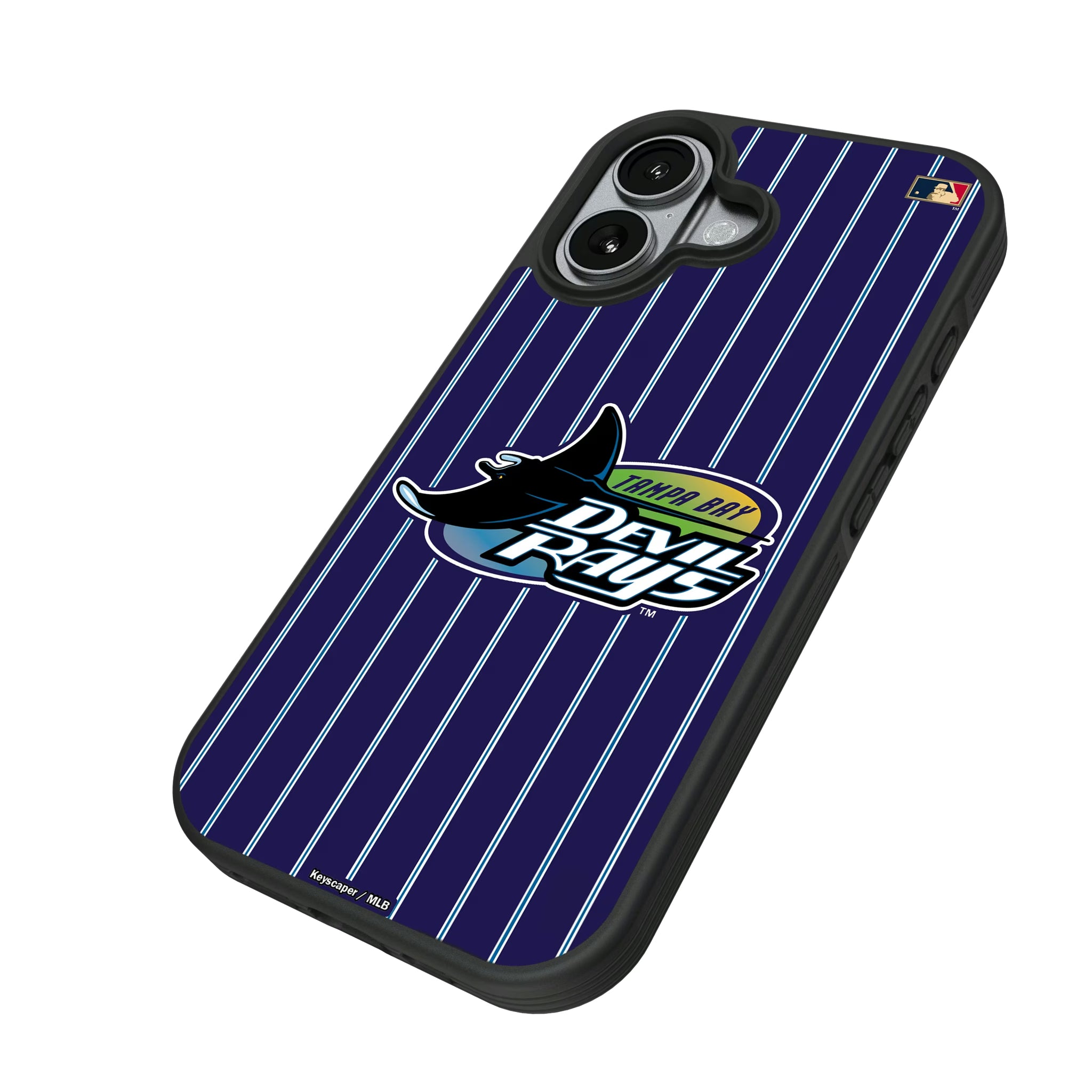 Tampa Bay 1998-2000 - Cooperstown Collection Pinstripe iPhone Bump Phone Case for Apple iPhone - Isometric View#Device_iPhone 17