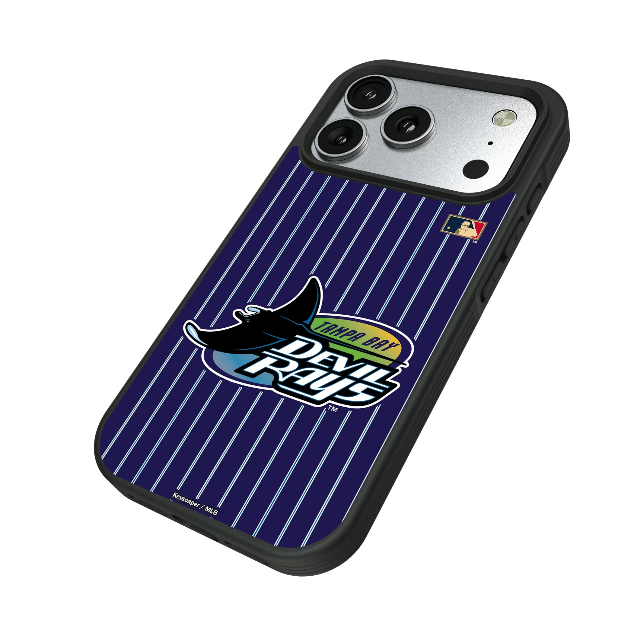Tampa Bay 1998-2000 - Cooperstown Collection Pinstripe iPhone Bump Phone Case for Apple iPhone - Isometric View#Device_iPhone 17 Pro