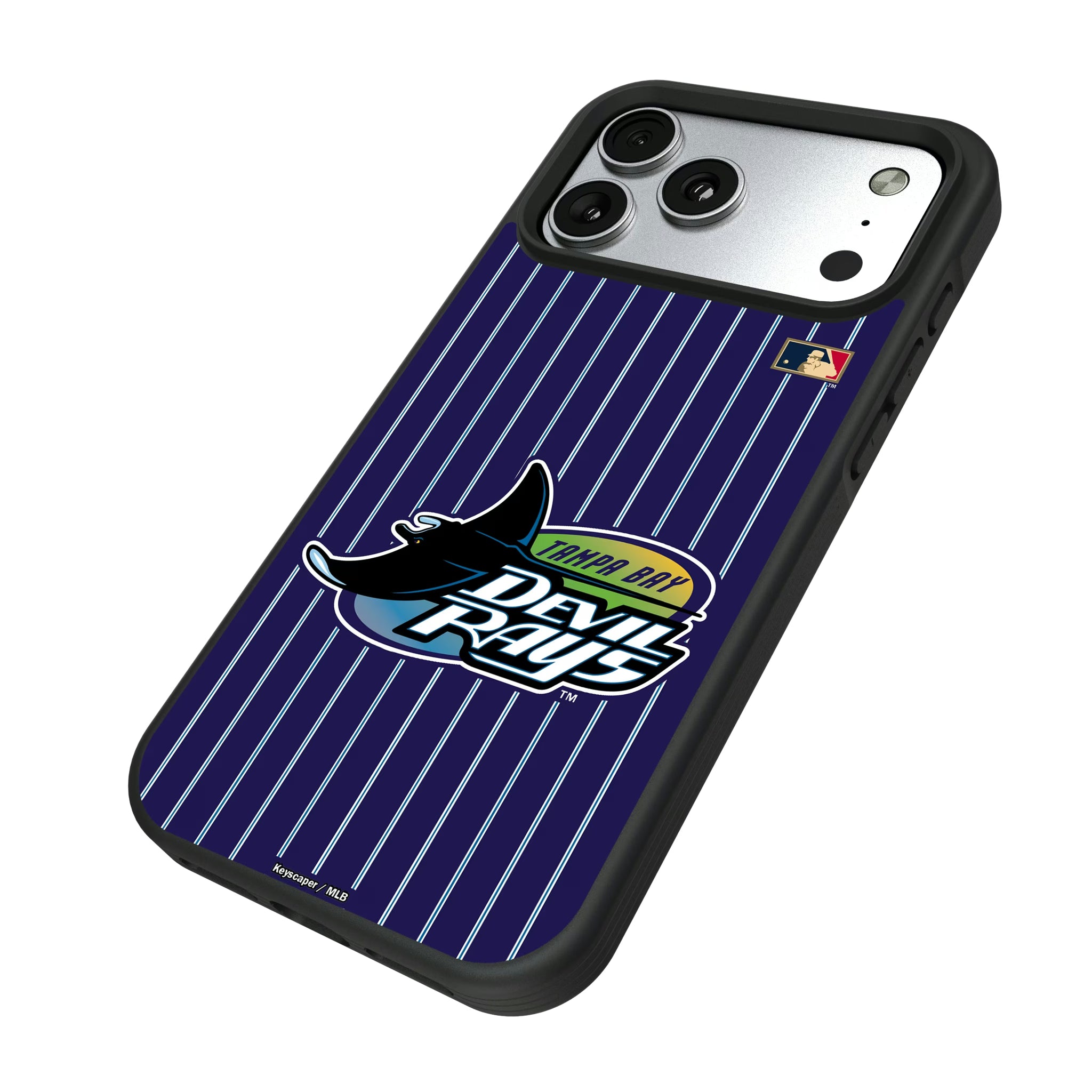 Tampa Bay 1998-2000 - Cooperstown Collection Pinstripe iPhone Bump Phone Case for Apple iPhone - Isometric View#Device_iPhone 17 Pro Max