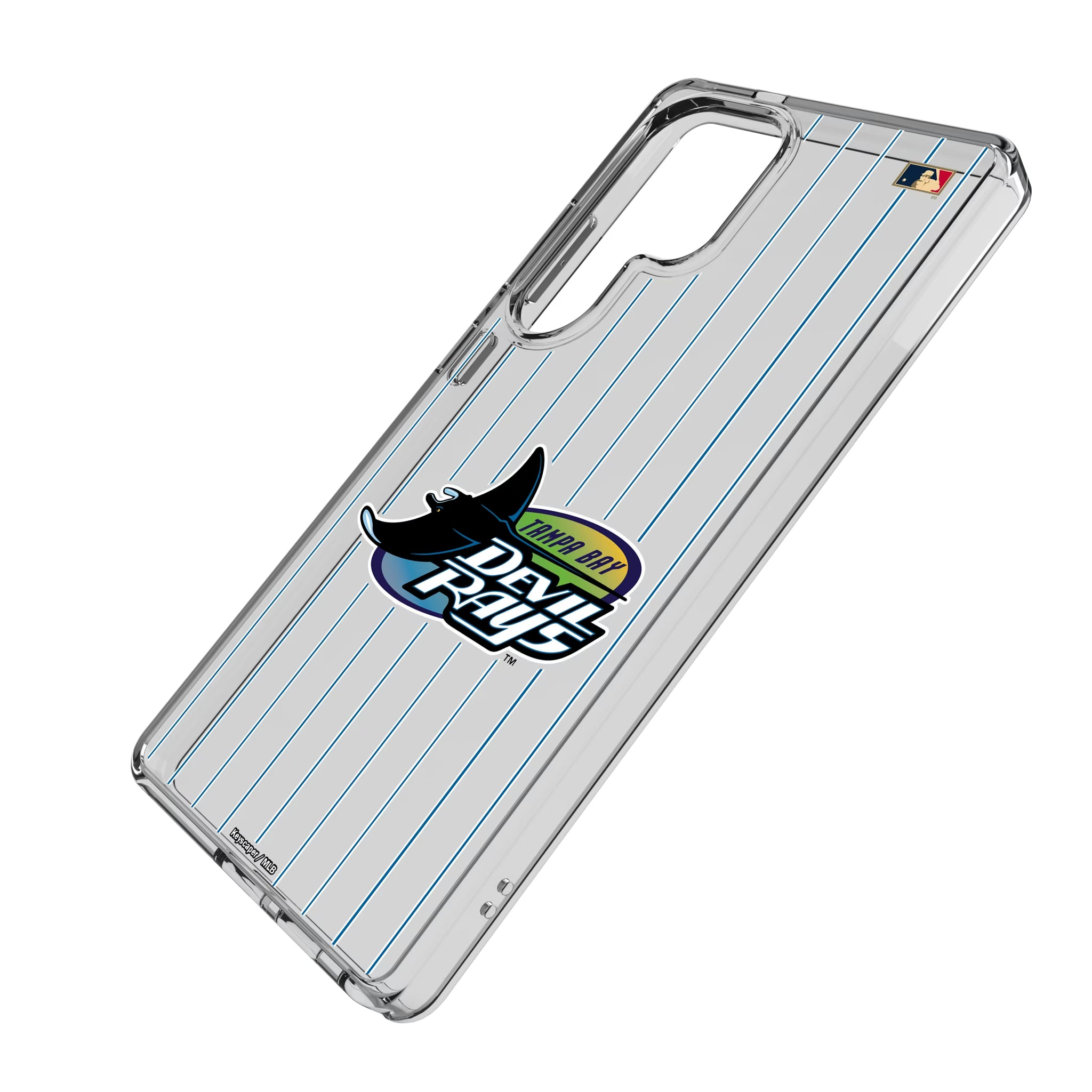 Tampa Bay 1998-2000 - Cooperstown Collection Pinstripe Galaxy Clear Phone Case for Samsung Galaxy - Isometric View