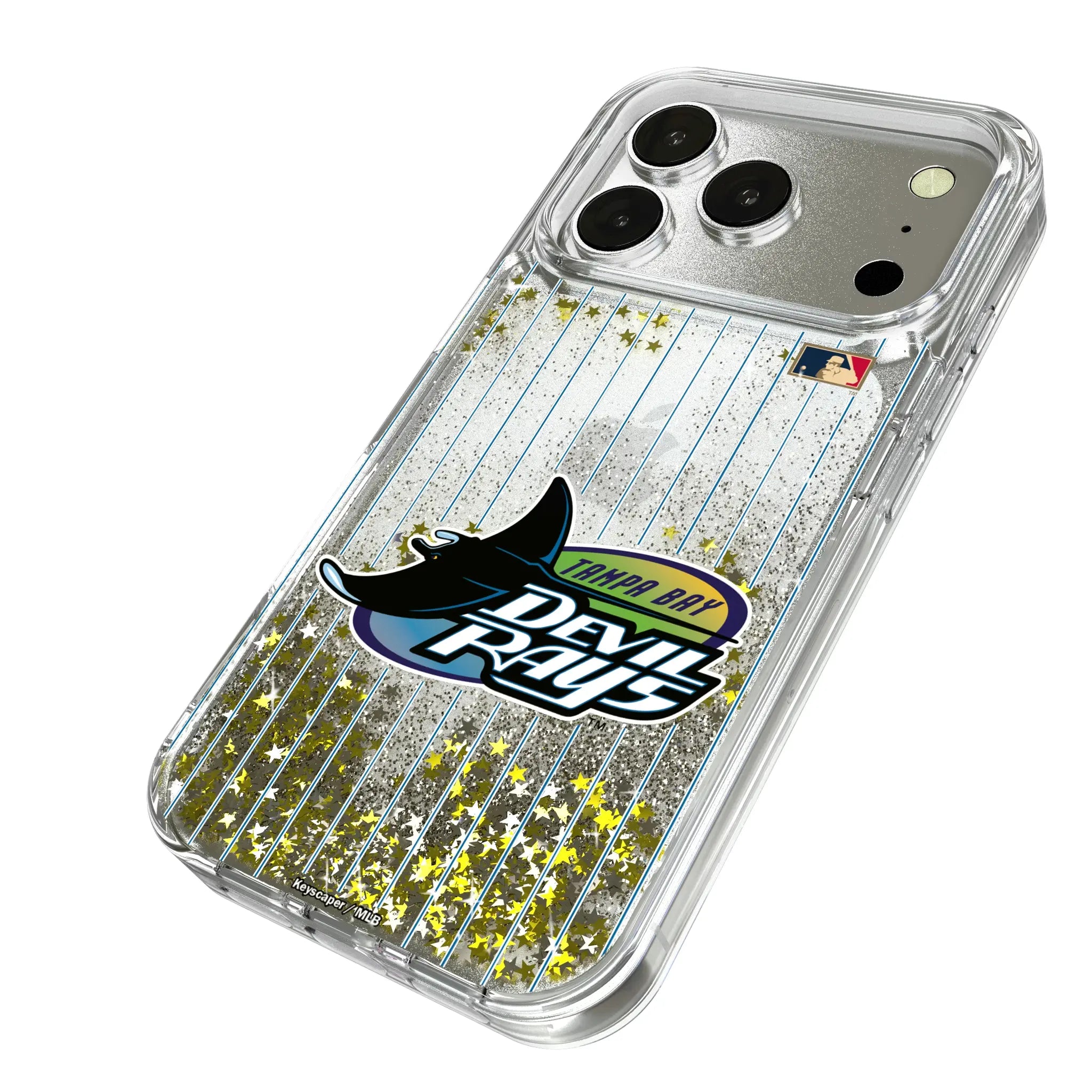 Tampa Bay 1998-2000 - Cooperstown Collection Pinstripe iPhone Glitter Phone Case for Apple iPhone - Isometric View