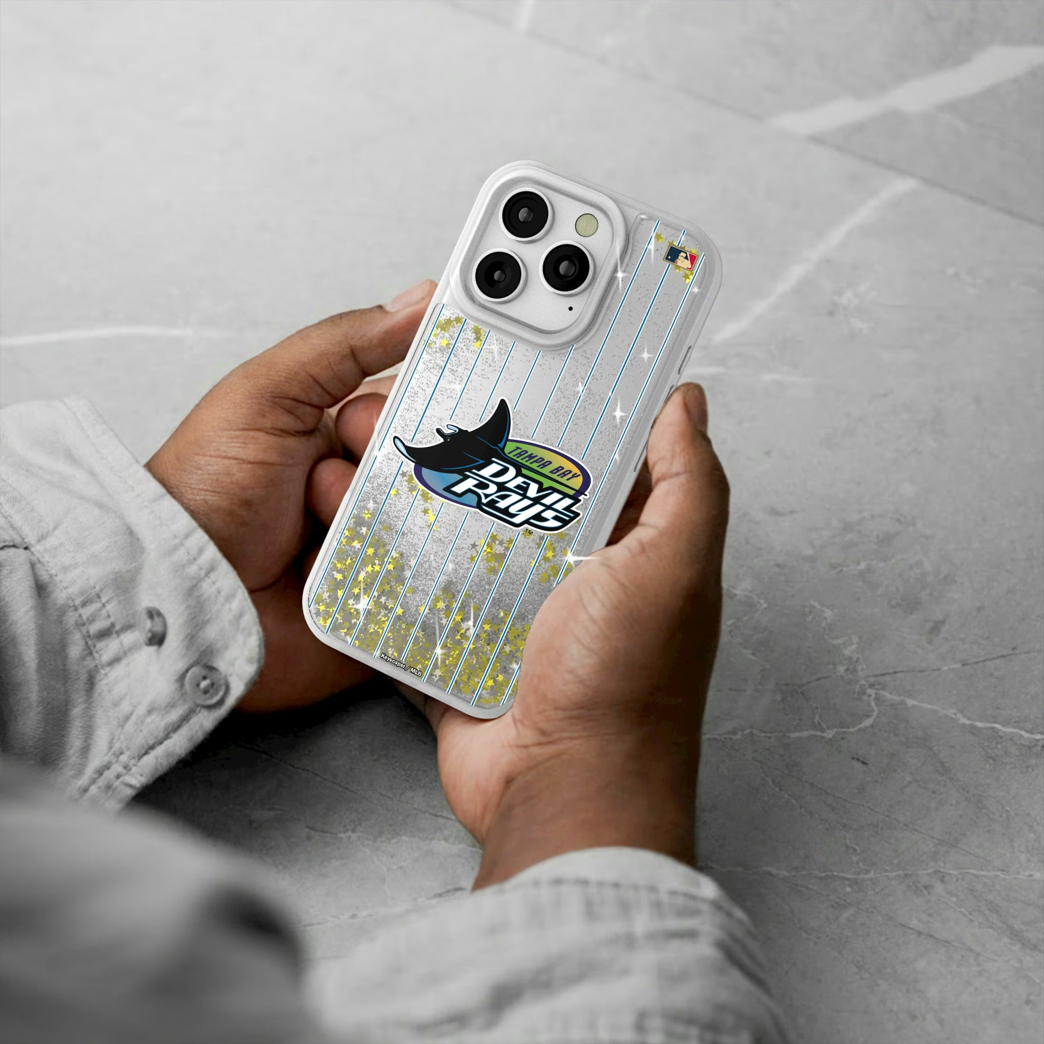Tampa Bay 1998-2000 - Cooperstown Collection Pinstripe iPhone Glitter Phone Case for Apple iPhone - Lifestyle#Device_iPhone 16 Pro