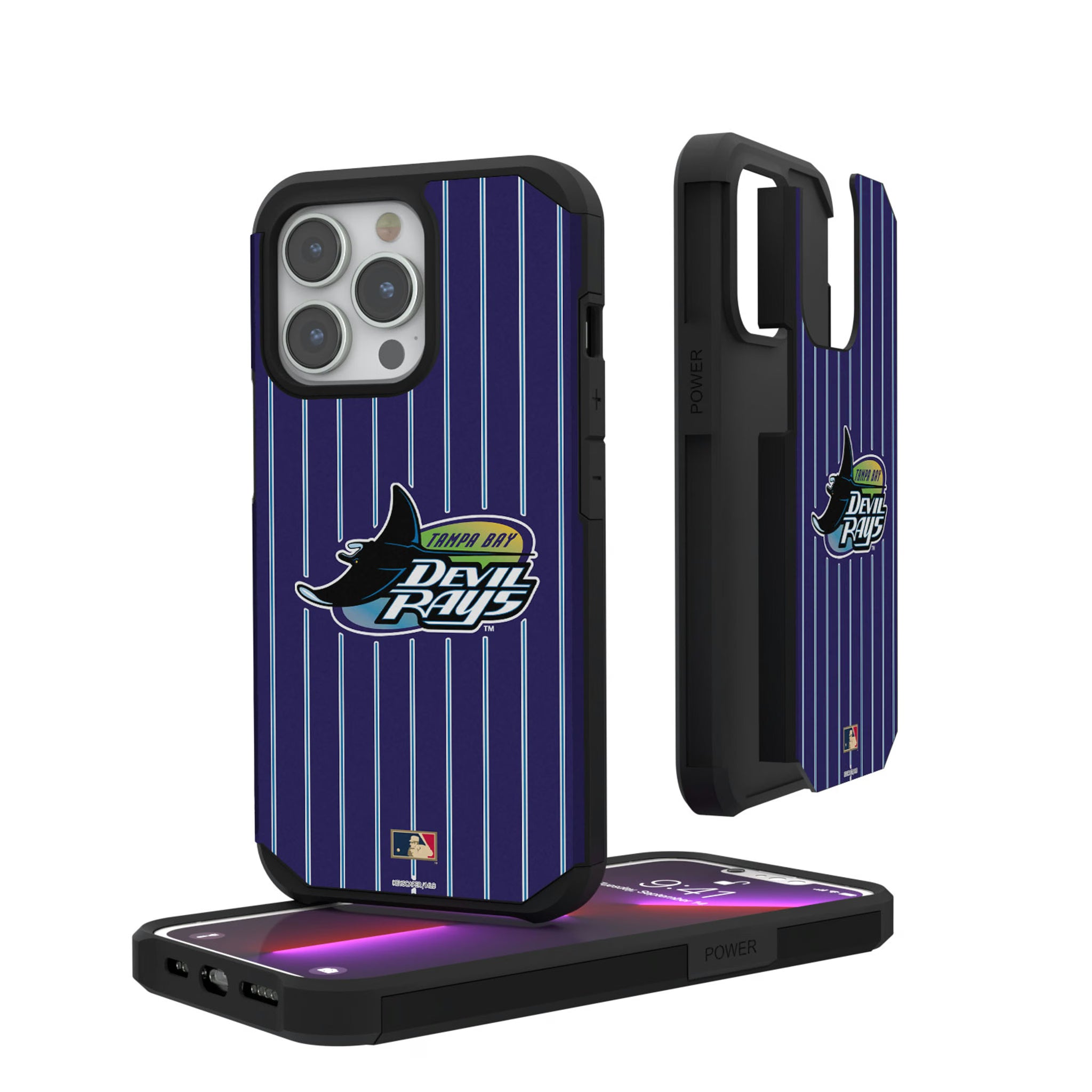 Tampa Bay 1998-2000 - Cooperstown Collection Pinstripe iPhone Rugged Phone Case for Apple iPhone