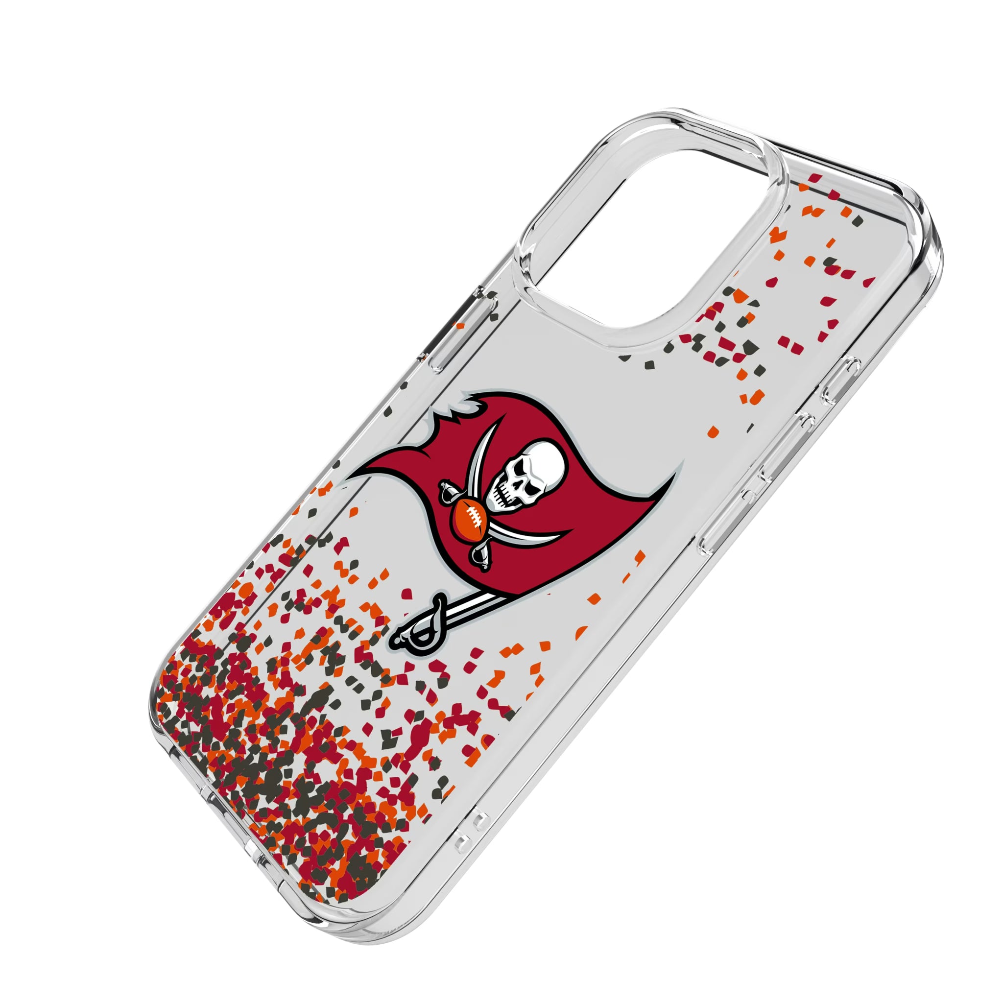 Tampa Bay Buccaneers Confetti iPhone Clear Phone Case for Apple iPhone - Isometric View