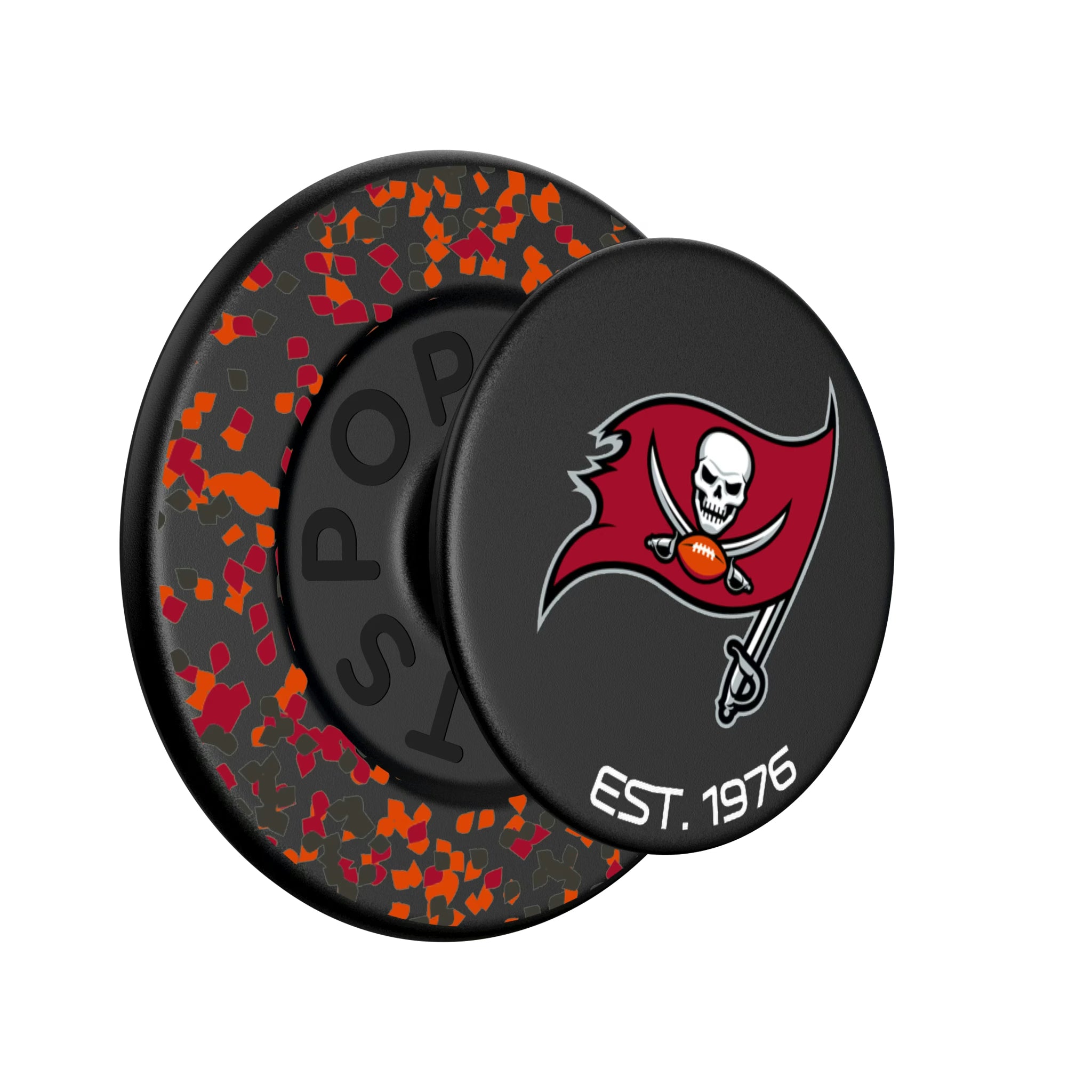 Tampa Bay Buccaneers Confetti Popsockets Round Magnetic - Isometric View