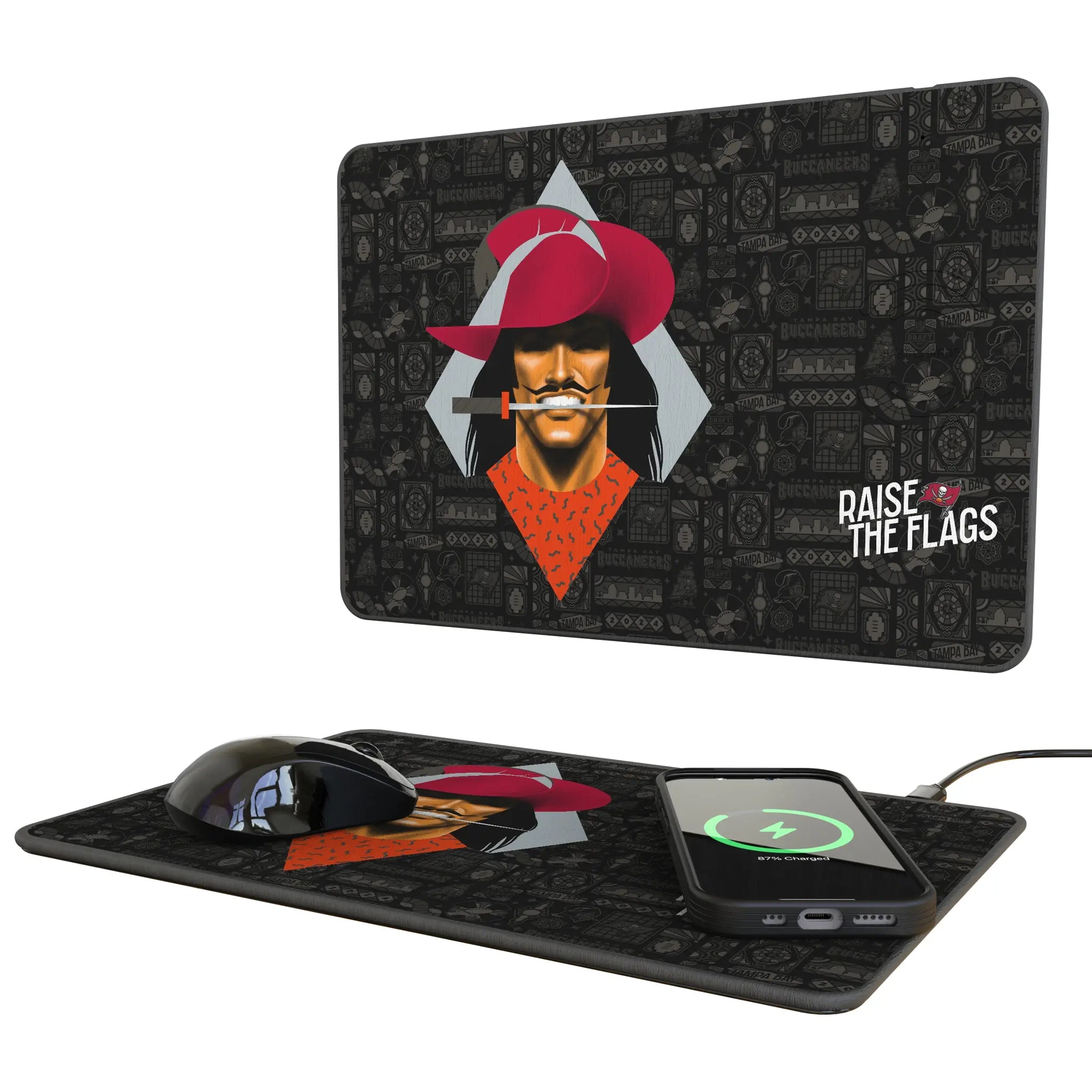 Tampa Bay Buccaneers Deco 15-Watt Wireless Charger and Mouse Pad