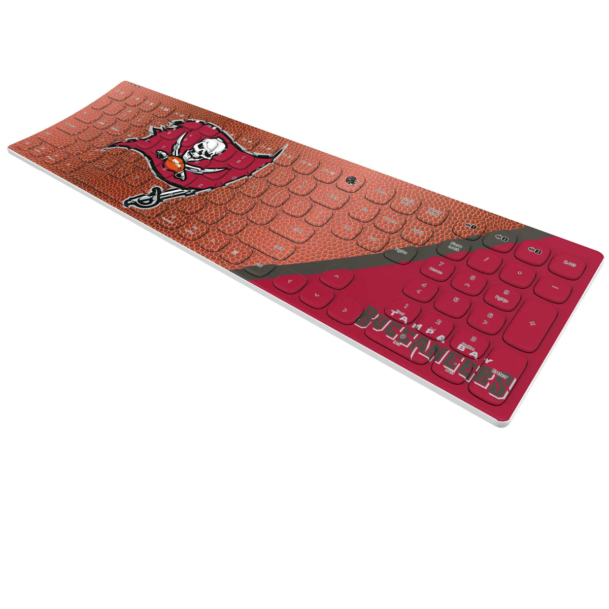 Tampa Bay Buccaneers Football KKB605 Curved Wireless Keyboard - Isometric View